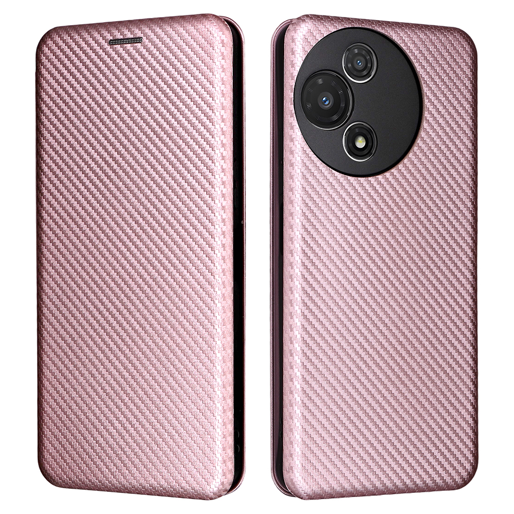 For TCL 60R 5G / 60 5G Case Carbon Fiber Texture Drop-Proof PU Leather Phone Cover - Rose Gold