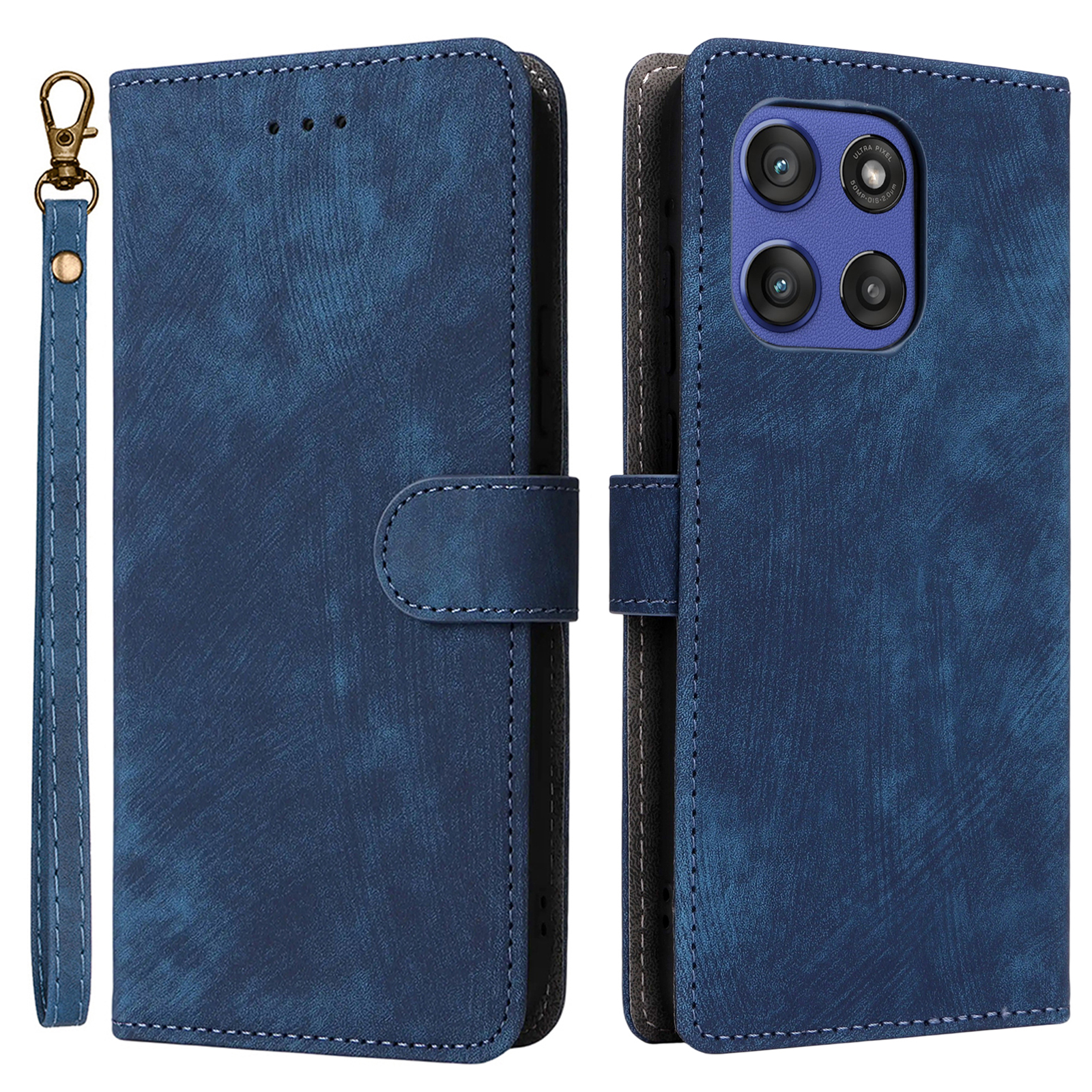 For Motorola Edge 60 Stylus 5G / Moto G Stylus 5G (2025) Case Wallet RFID Blocking PU Leather Cover Stand with Strap - Blue
