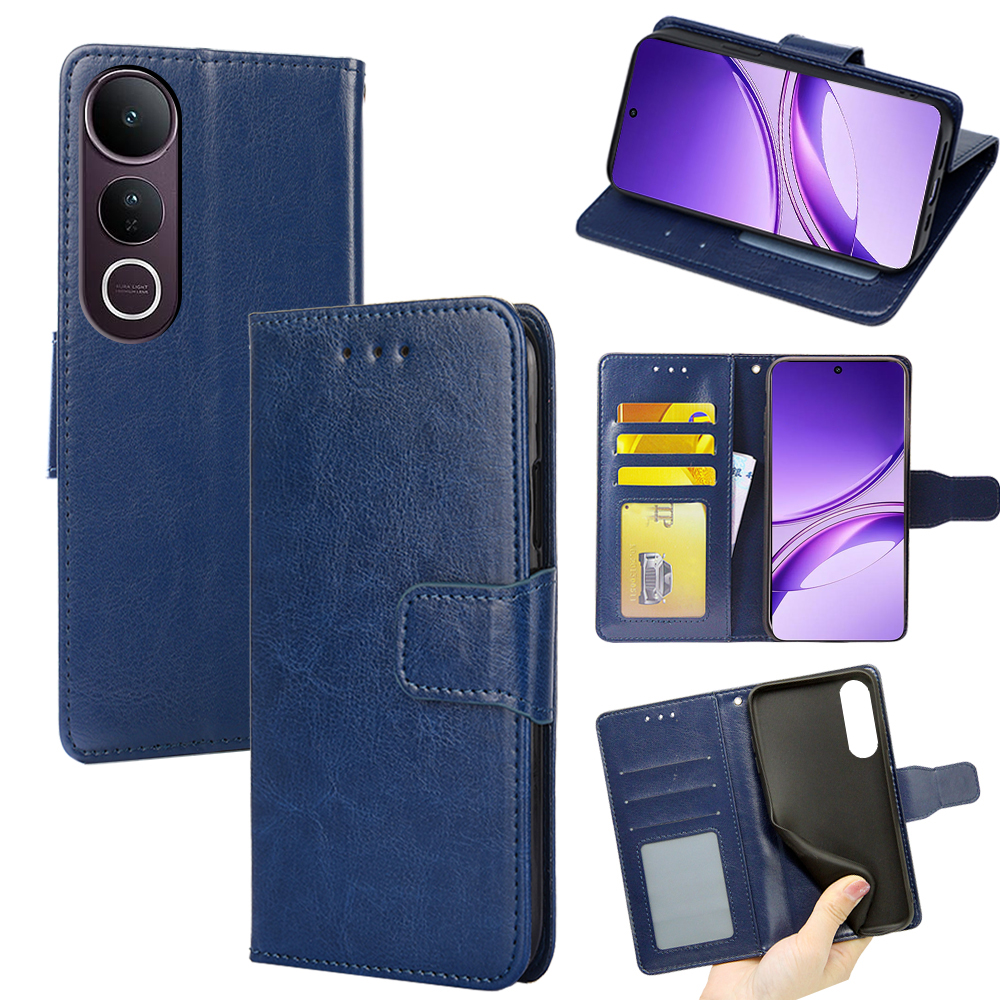 For vivo V50 Lite 5G Case Wallet PU Leather + TPU Folding Stand Phone Cover - Sapphire