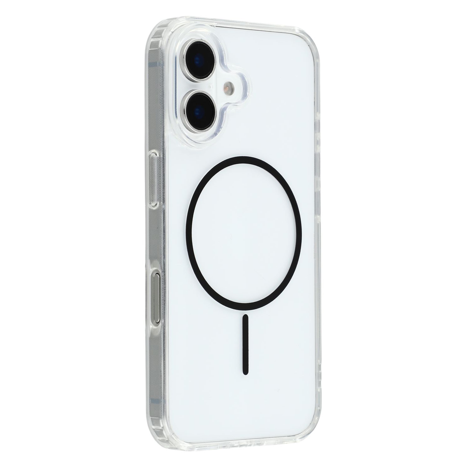 For iPhone 16 Plus Magnetic Case Acrylic TPU Clear Phone Back Cover - Black