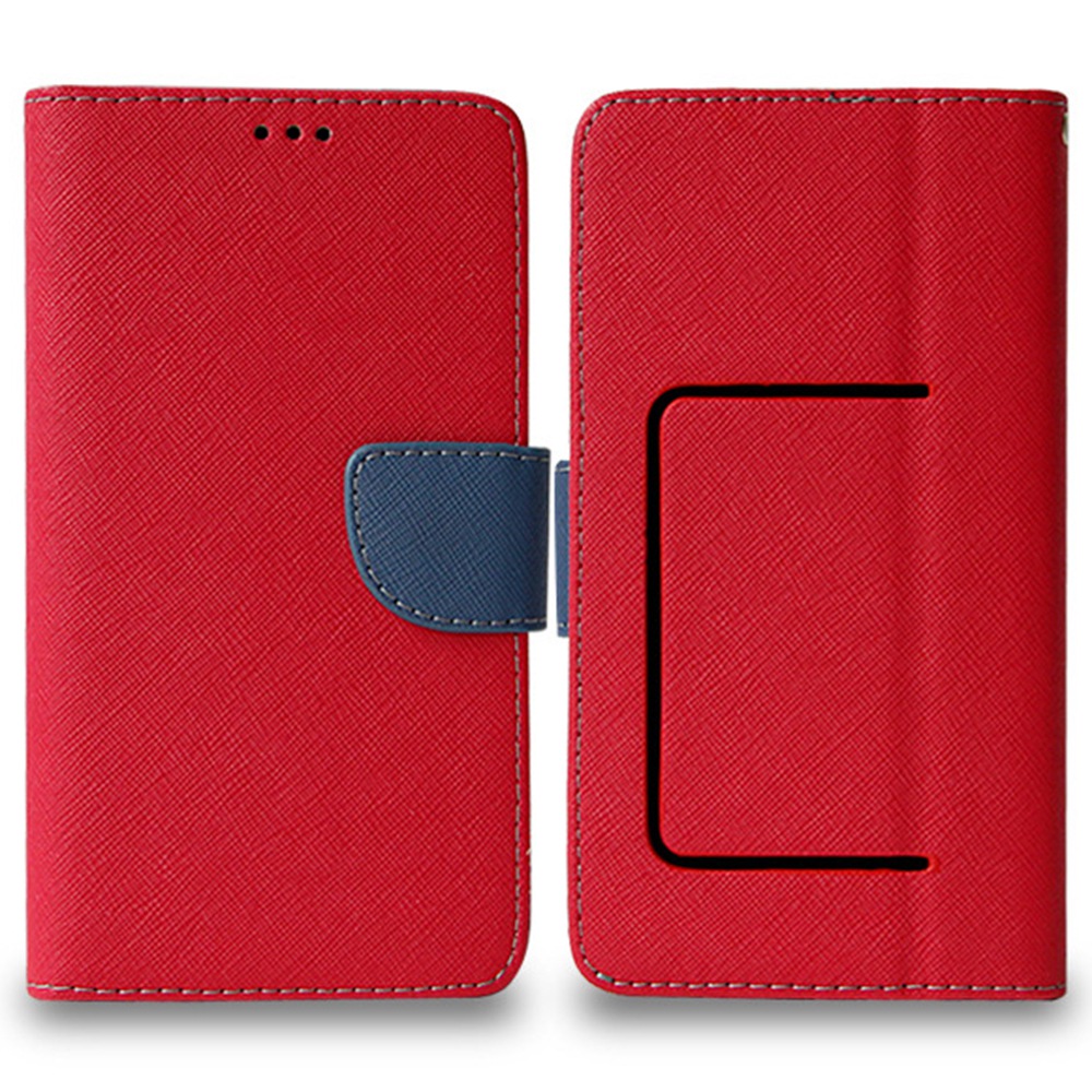 

Universal 6.1 - 6,9 Zoll PU Lederstand Hülle Farbkontrast Magnetverschluss Kreuztextur Brieftasche Innere Silikon -telefonabdeckung, Größe: Xxxxl - Rot, Universal