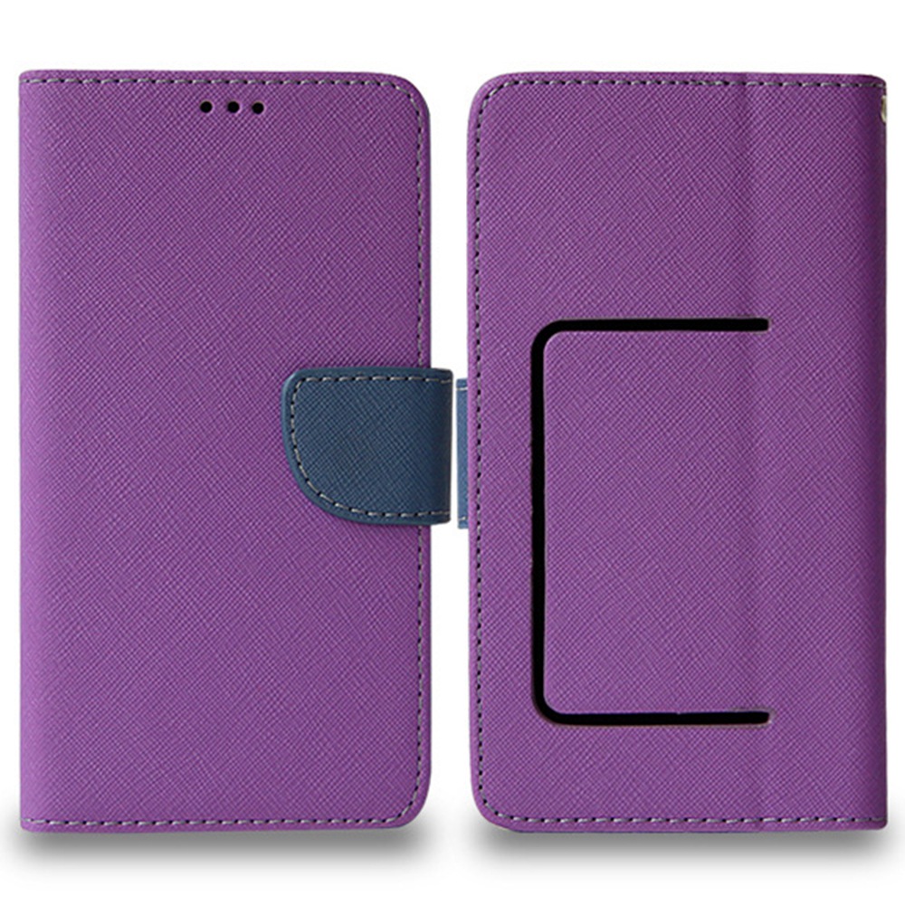 

Universal 6.1 - 6,9 Zoll PU Lederstand Hülle Farbkontrast Magnetverschluss Kreuztextur Brieftasche Innere Silikon -telefonabdeckung, Größe: Xxxxl - Violett, Universal