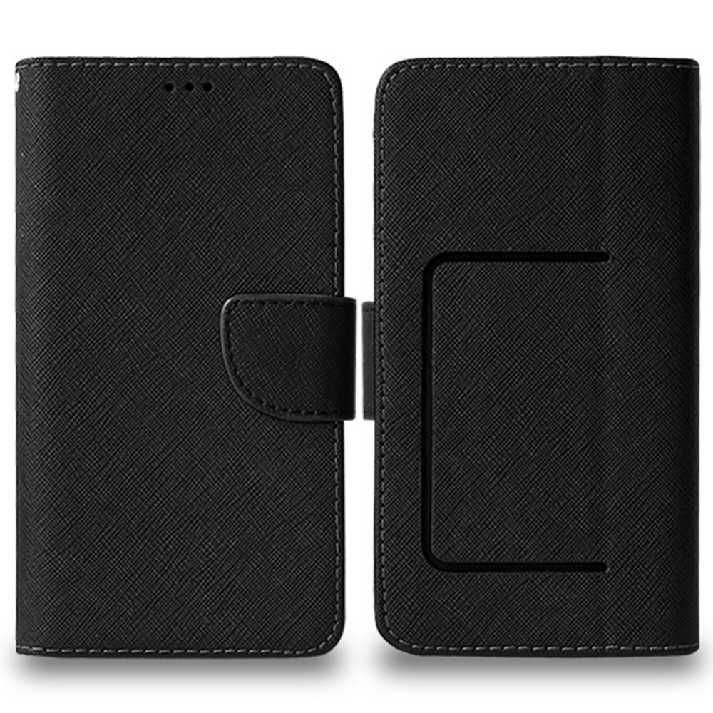 

Universal 6.1 - 6,9 Zoll PU Lederstand Hülle Farbkontrast Magnetverschluss Kreuztextur Brieftasche Innere Silikon -telefonabdeckung, Größe: Xxxxl - Alles Schwarz, Universal