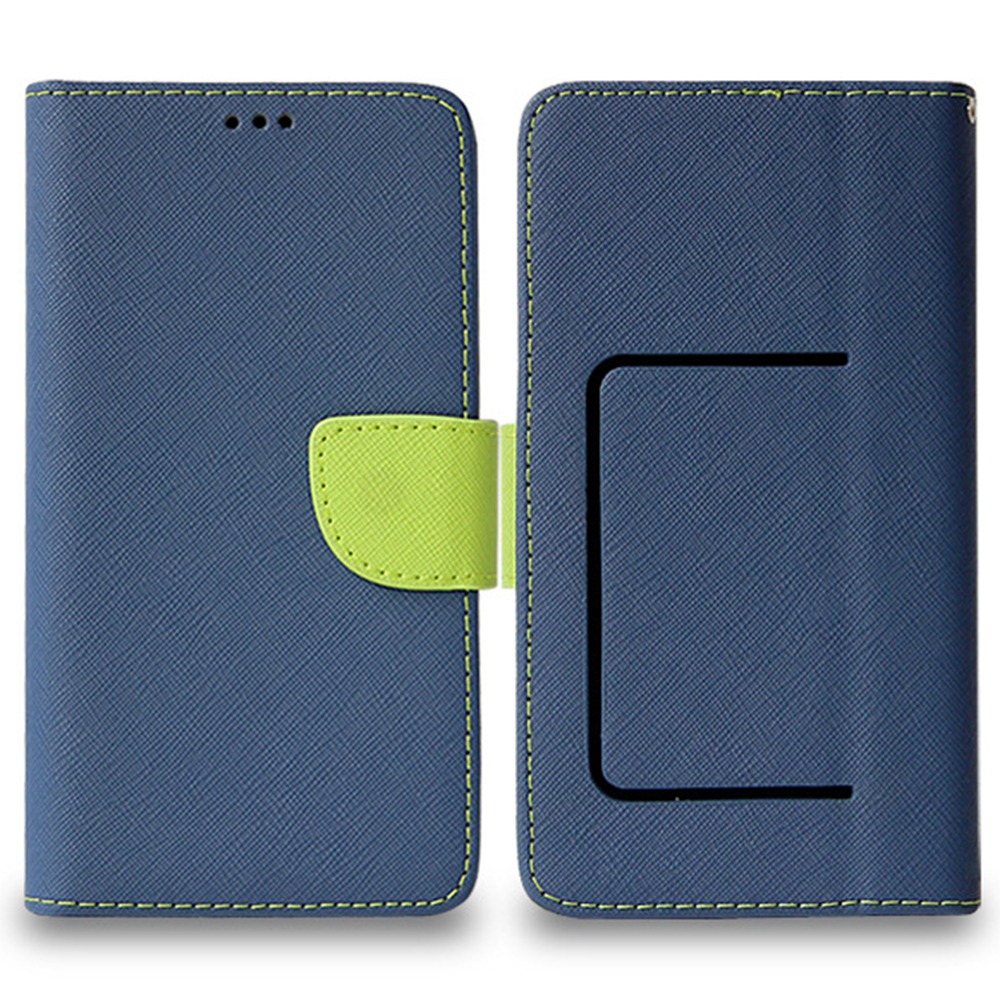 

5.8 - 6,0 Zoll Telefonhülle Cross Textur PU Leder + Silikon Brieftasche Kontrast Farbe Vollschutz Abdeckung, Größe: Xxxl - Dunkelblau, Universal