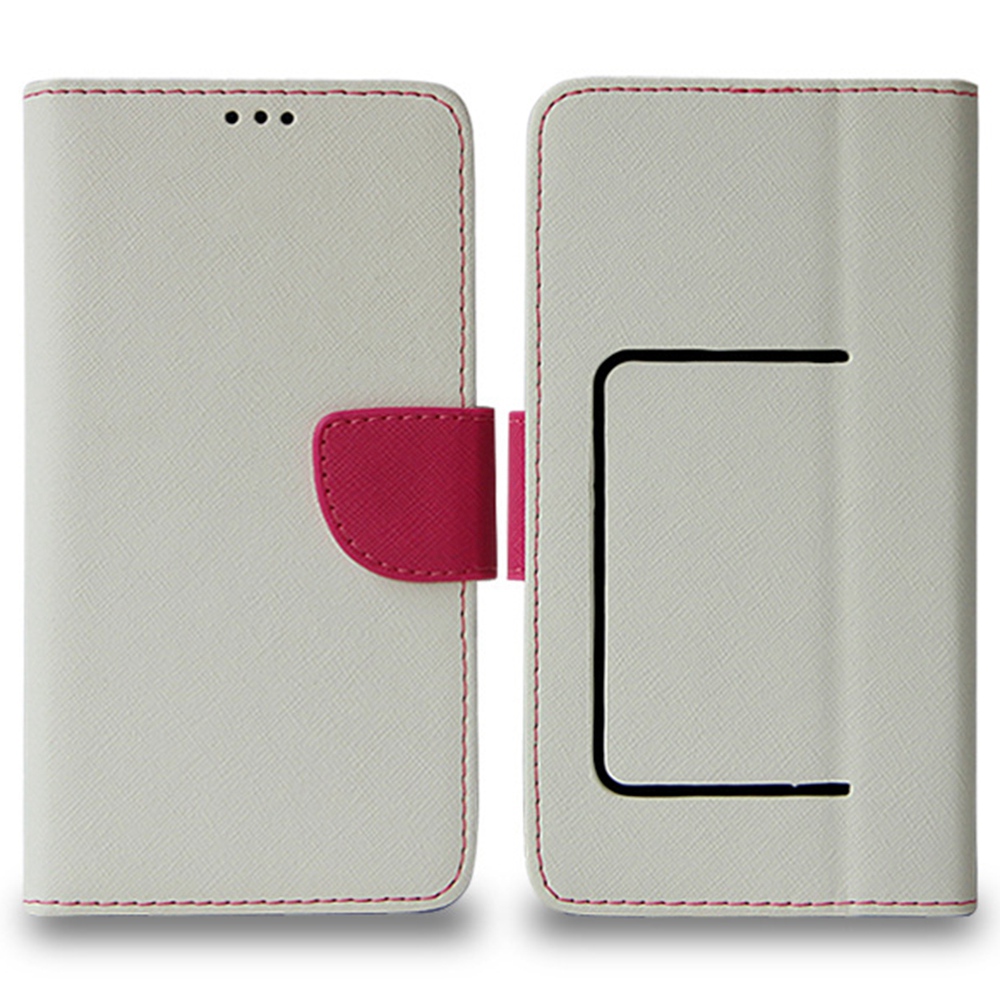 

4.5 - 4,8 Zoll Kreuztextur PU Leder + Silicon Universal Phone Case Wallet Stand Kontrast Farbe Folio Flip Schockdcover, Größe: l. - Weiß, Universal