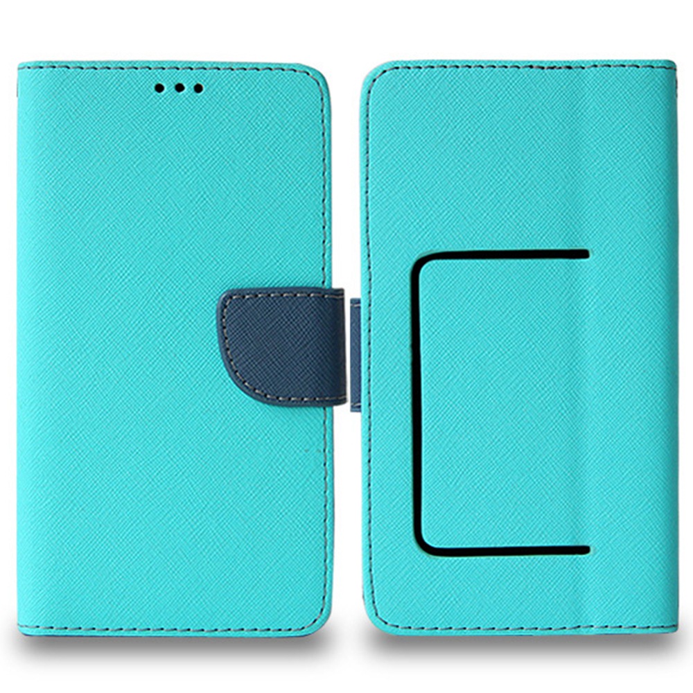 

3.5 - 4,0 Zoll Universal Ständer Brieftaschenhülle Cross Textur Kontrast Farbe PU Leder Innere Silikonabdeckung, Größe: S - Baby Blau, Universal