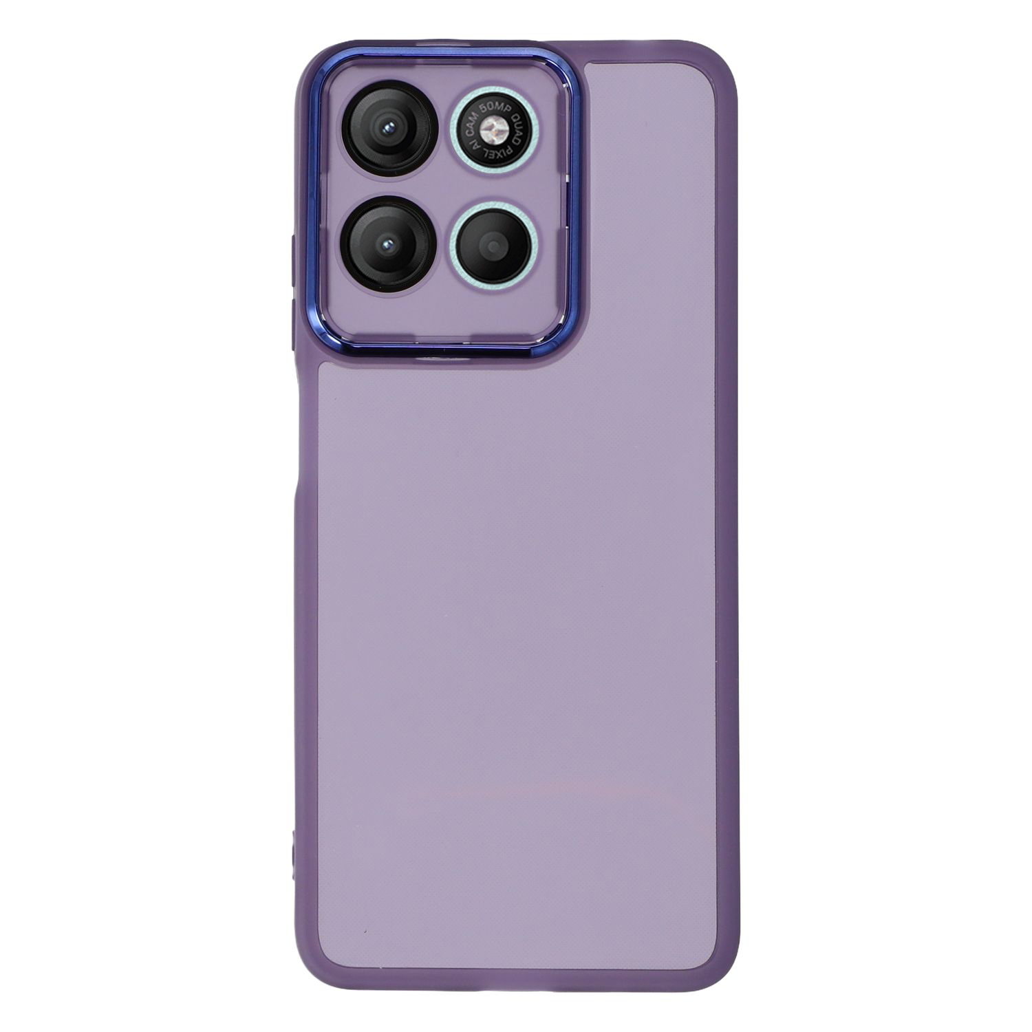 For Motorola Moto G17 Power 4G / G17 4G / G15 4G / G15 Power 4G Case Electroplated Camera Frame TPU Phone Cover - Transparent Purple