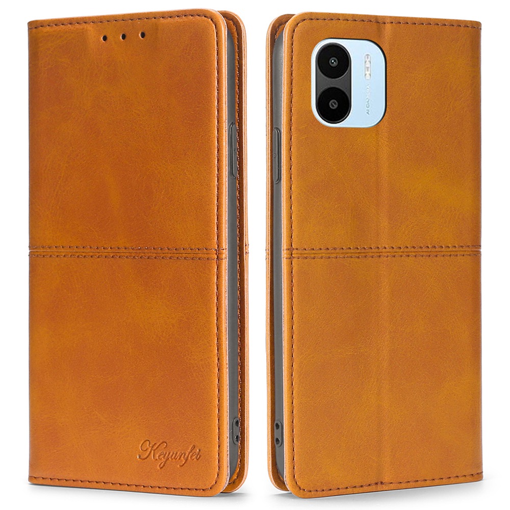 

Für Xiaomi Redmi A1 4G Cowdhide Textur PU Lederstand Hülle Magnetische Autoschließkartenhalter Phone Protektor - Hellbraun, Xiaomi Redmi A2 4G