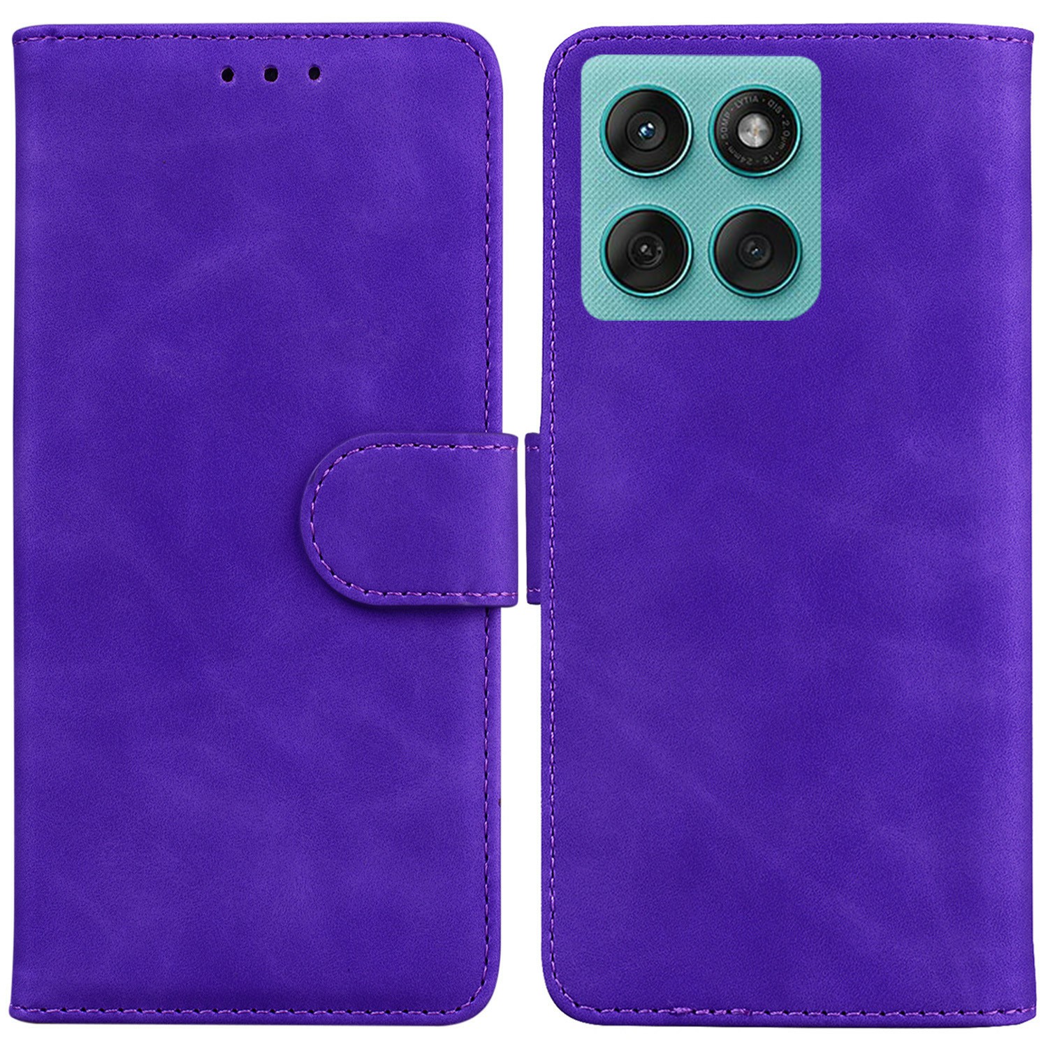 For Motorola Edge 60 5G / 60 Fusion 5G Case Solid Color Leather Wallet Phone Cover - Purple