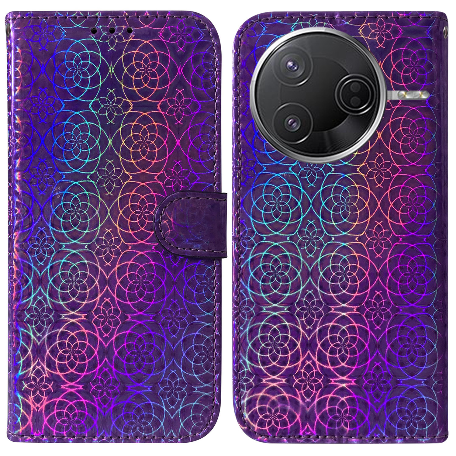 Stand Case For Xiaomi Redmi K80 Pro 5G  /  K80 5G  /  Poco F7 Pro 5G  /  Poco F7 Ultra 5G Dazzling Flower Leather Phone Cover - Purple