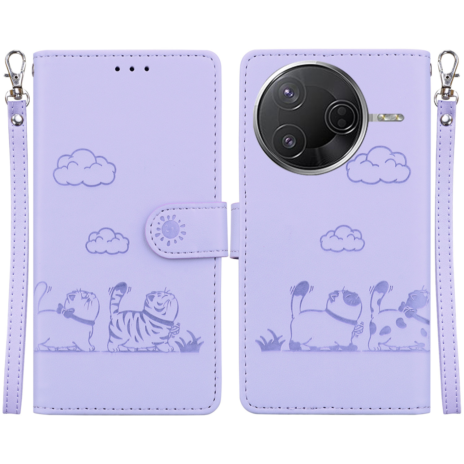 For Xiaomi Poco F7 Pro 5G  /  F7 Ultra 5G  /  Redmi K80 Pro 5G  /  K80 5G Case RFID Blocking Kitten Pattern TPU + PU Leather Phone Cover - Purple