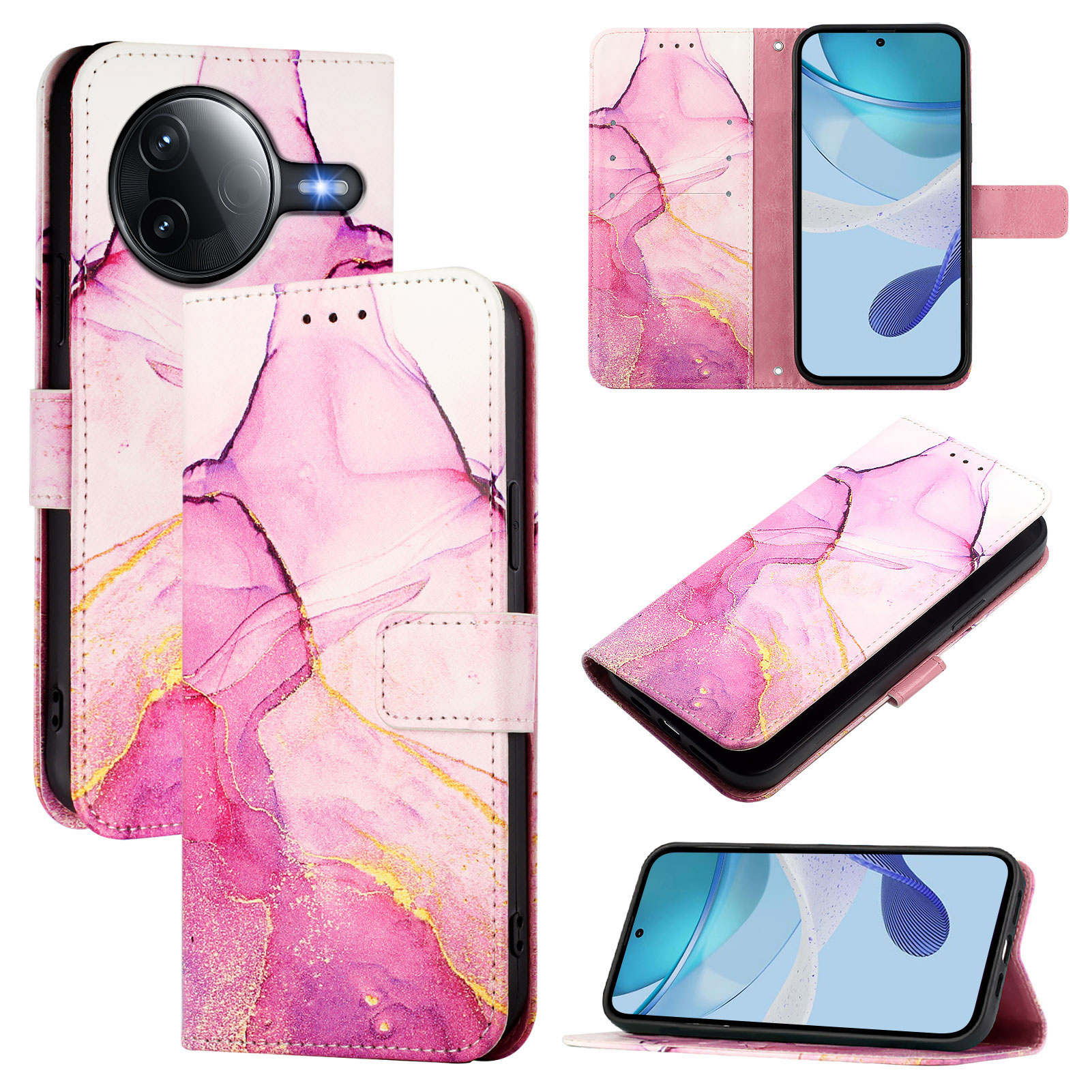 For Xiaomi Poco F7 Ultra 5G / Xiaomi Redmi K80 5G / Xiaomi Redmi K80 Pro 5G / Xiaomi Poco F7 Pro 5G Case with Strap Marble Pattern Leather Phone Cover