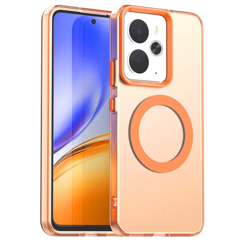 For Realme 14 5G Magnetic Case Anti Drop Hybrid Phone Back Cover - Orange