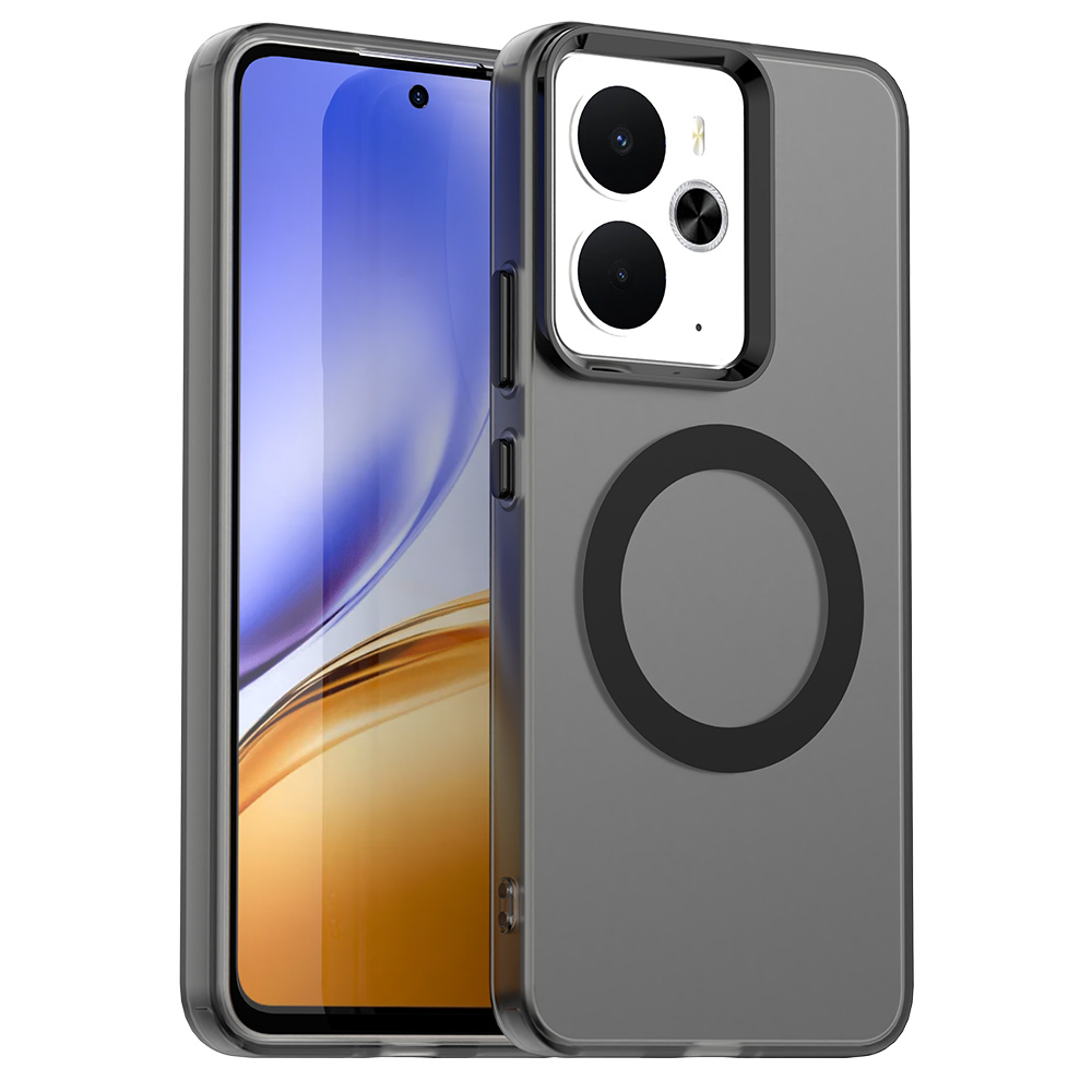 For Realme 14 5G Magnetic Case Anti Drop Hybrid Phone Back Cover - Black