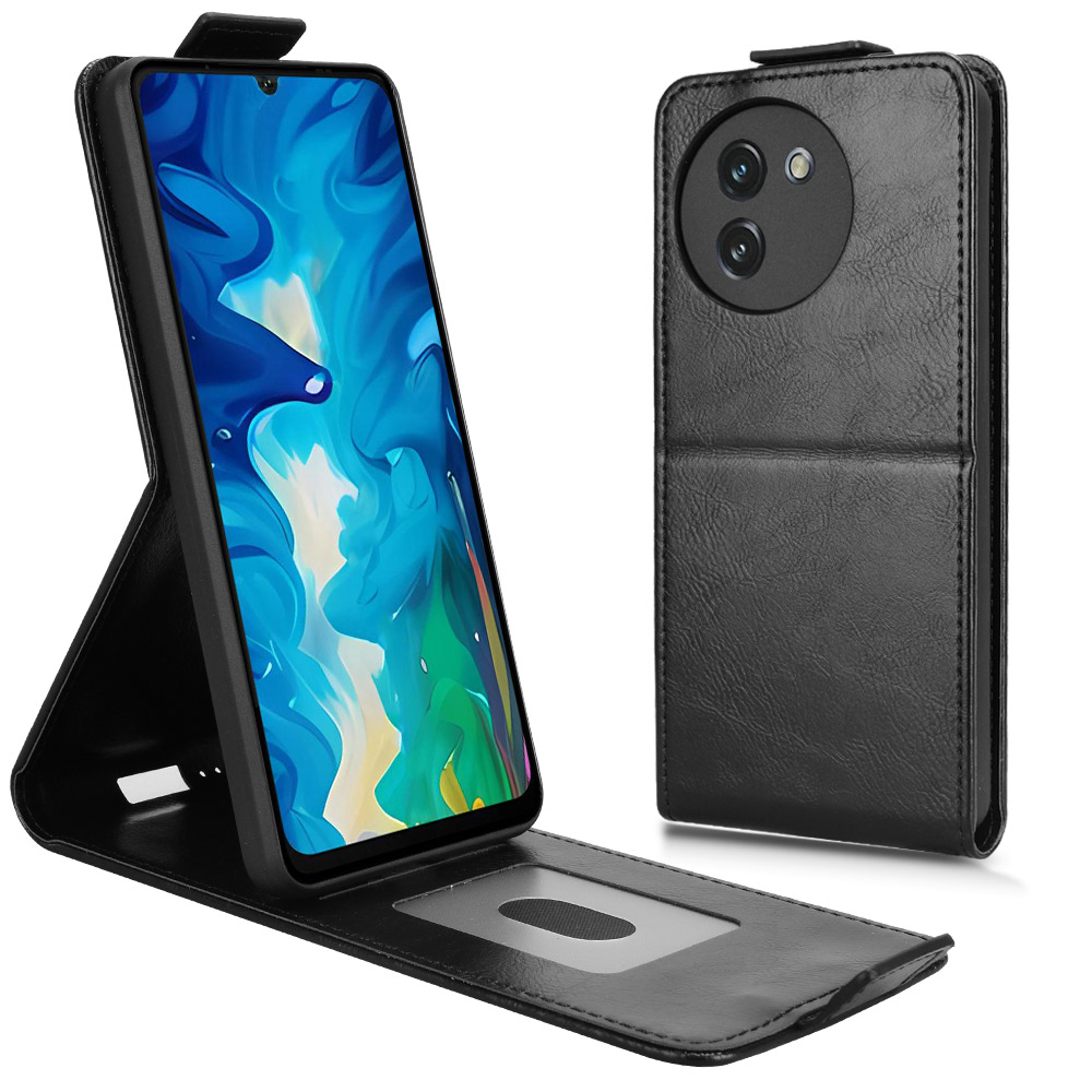 For Doogee Note 59 Pro  /  Note 59 Stand Case Magnetic Clasp Vertical Flip Leather Phone Cover with Card Holder - Black