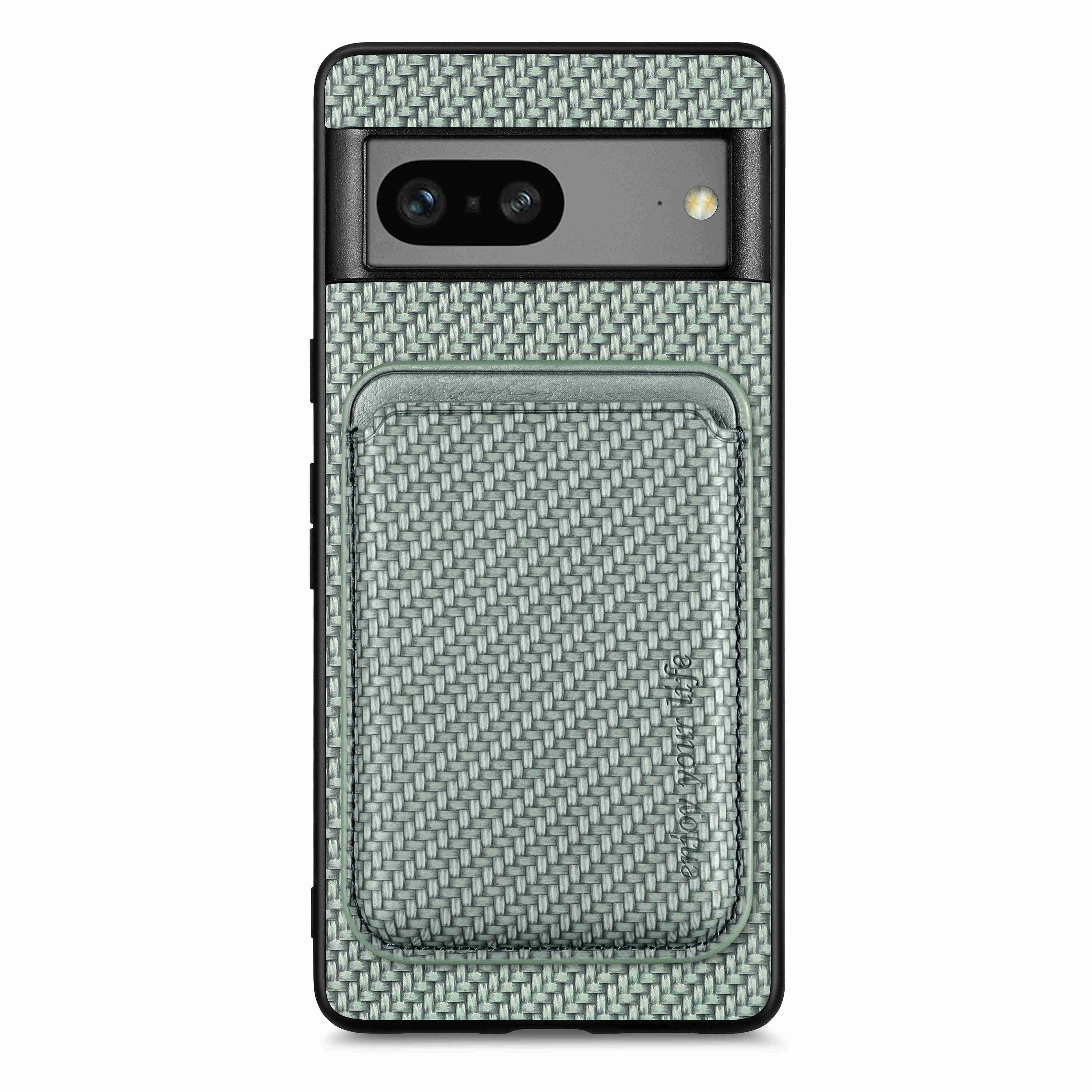 

Für Google Pixel 7 5G Abnehmbarer Magnethülle Carbonfaser Textur PU Leder + TPU -abdeckung Mit Kartenhalter - Grün, Google Pixel 7 5G
