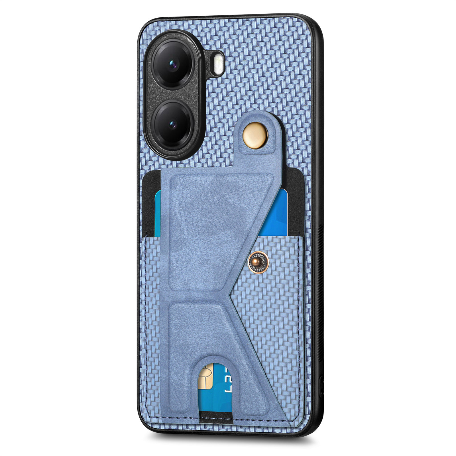 For Xiaomi Poco X7 Pro 5G / Xiaomi Redmi Turbo 4 5G Case with K-Shaped Kickstand Leather Phone Back Cover - Blue