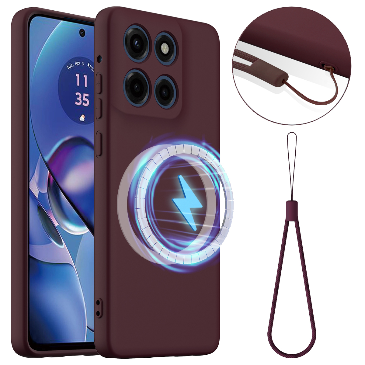 For Motorola Moto G Stylus 5G (2025) / Motorola Edge 60 Stylus 5G Magnetic Case Anti-Drop Liquid Silicone Phone Cover - Wine Red