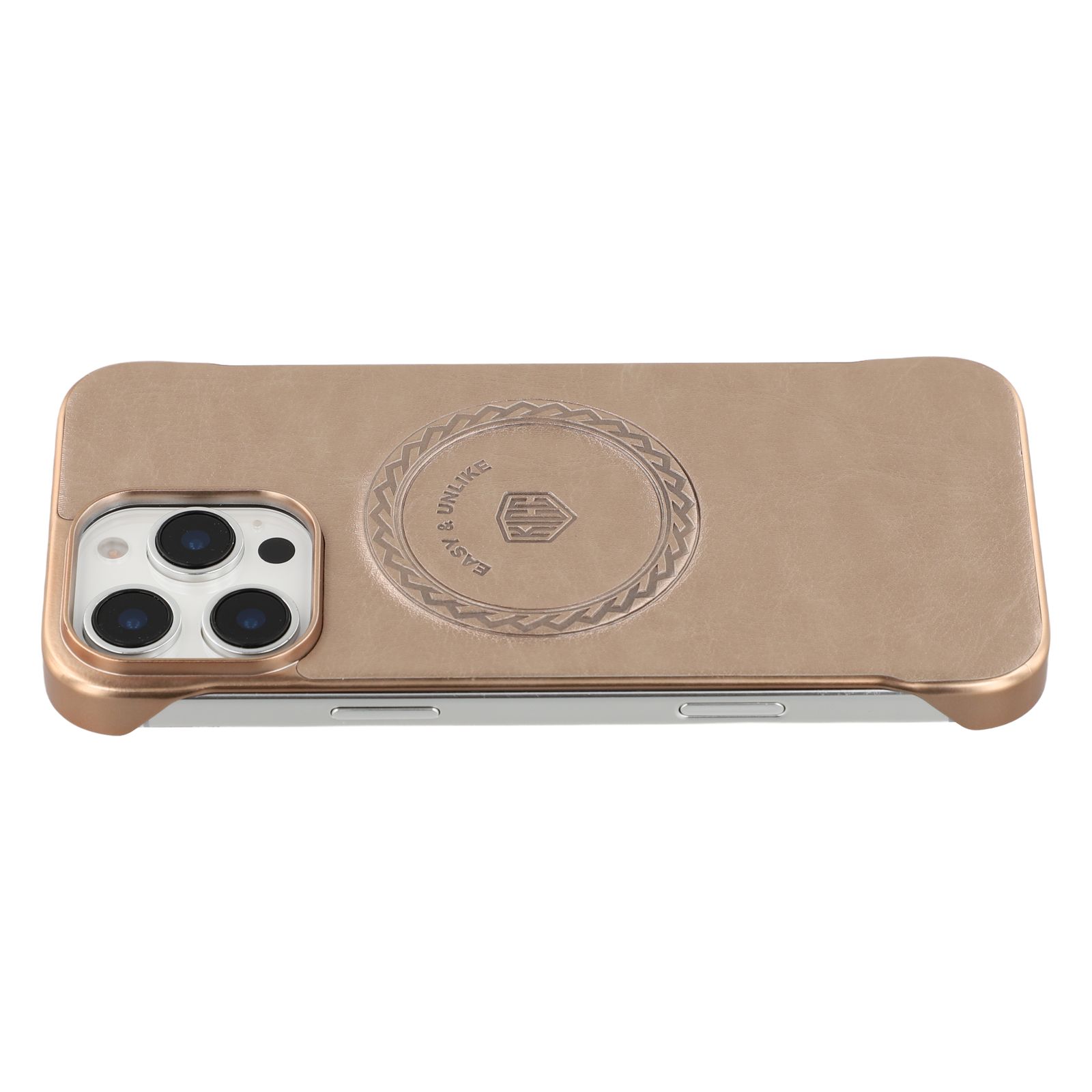 KIGC For iPhone 16 Pro Max Magnetic Case Electroplating PC + PU Phone Back Cover - Gold