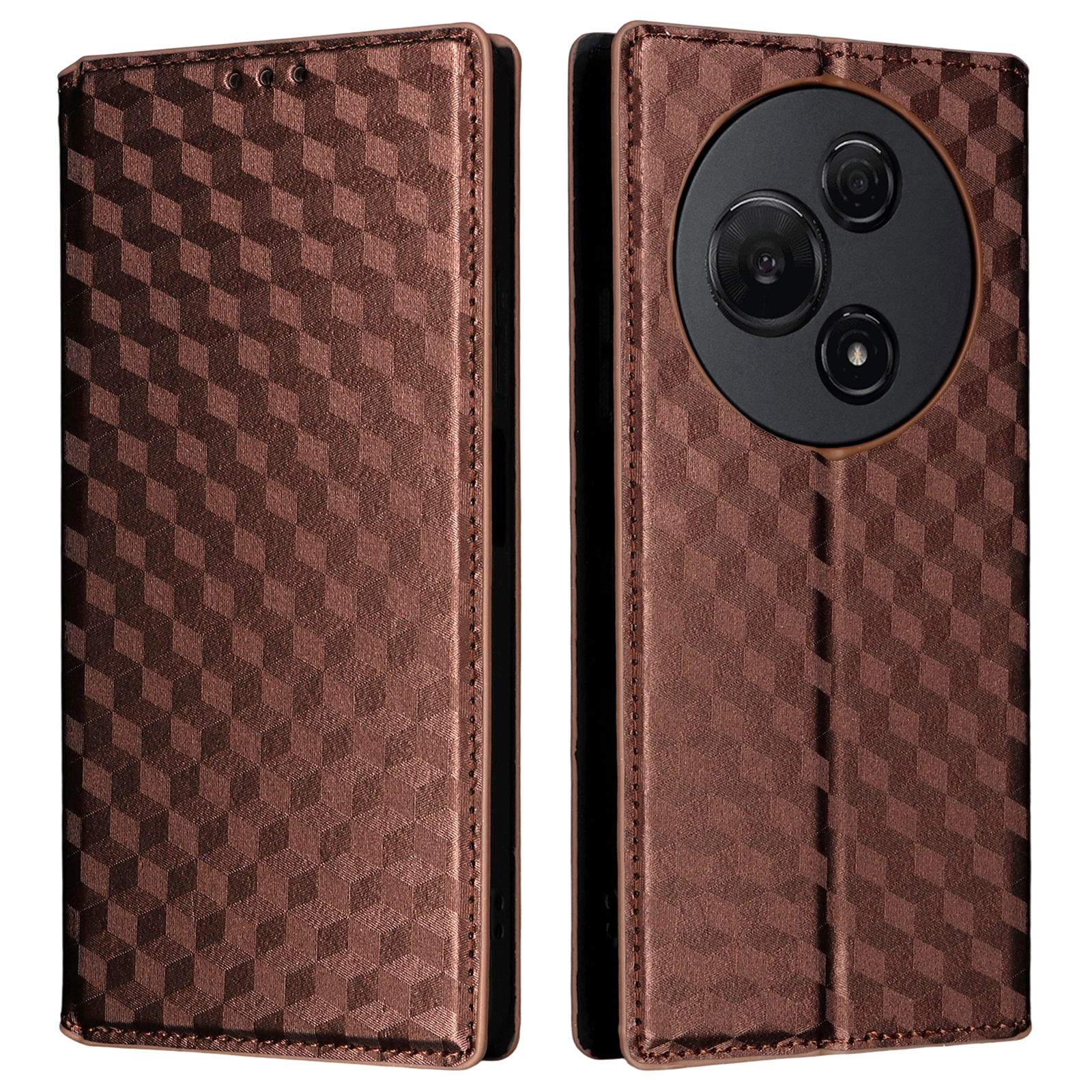 For TCL 60 NxtPaper 4G Case Wallet Rhombus Imprinted Leather Phone Cover - Brown