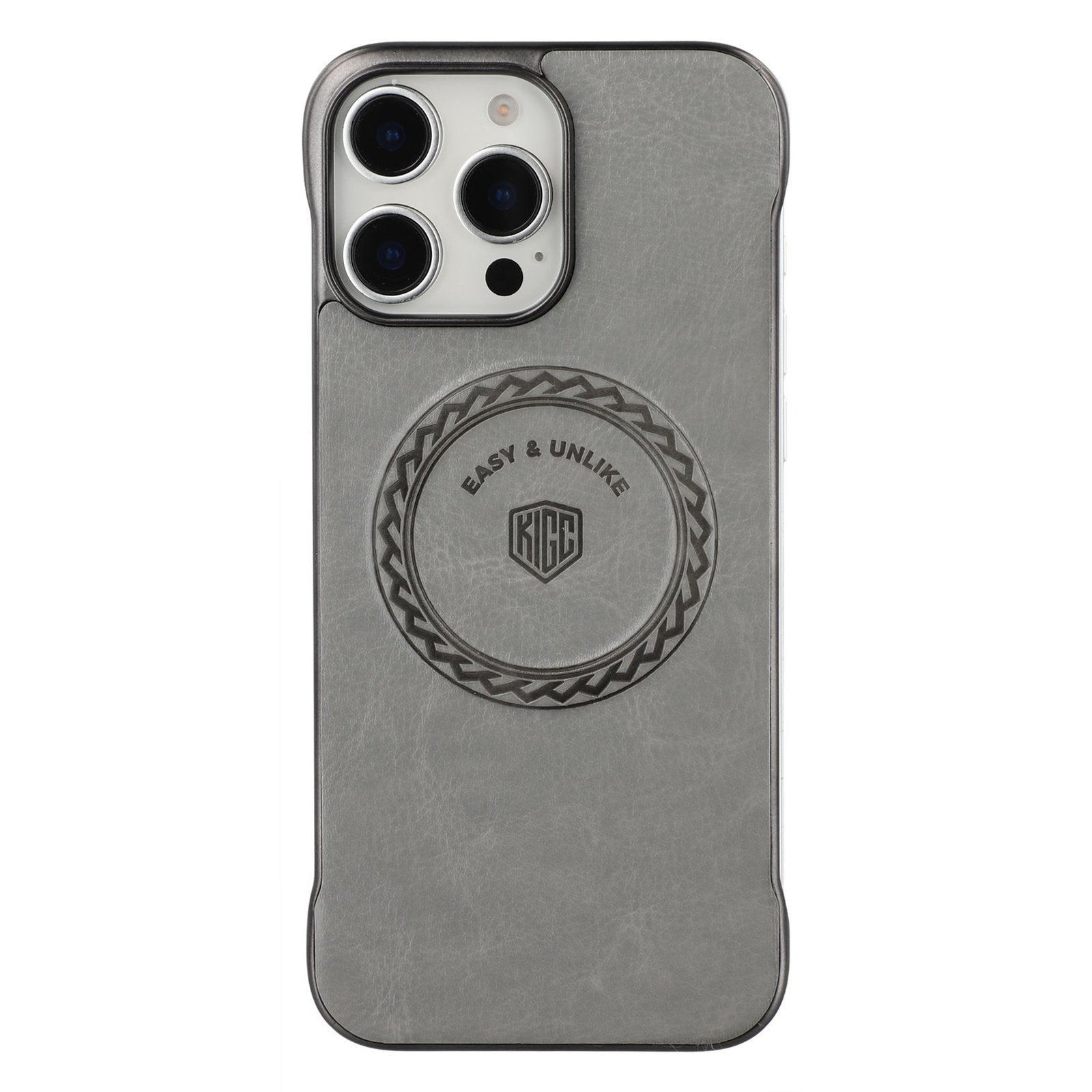 KIGC For iPhone 15 Pro Max Magnetic Case Electroplating PC + PU Phone Back Cover - Grey