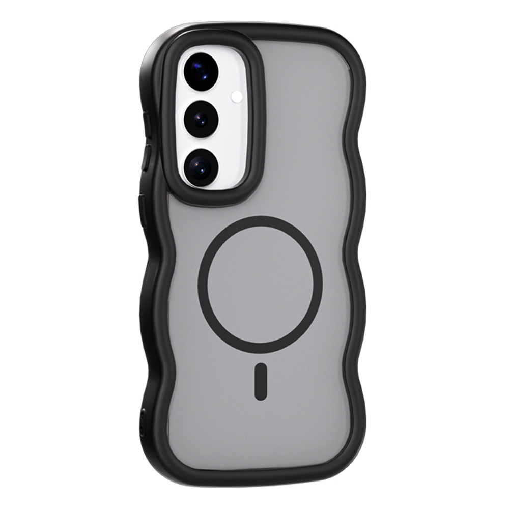 For Samsung Galaxy A37 5G / A36 5G / A56 5G Magnetic Case TPU + PC Phone Back Cover Skin Touch Wave Shape - Black