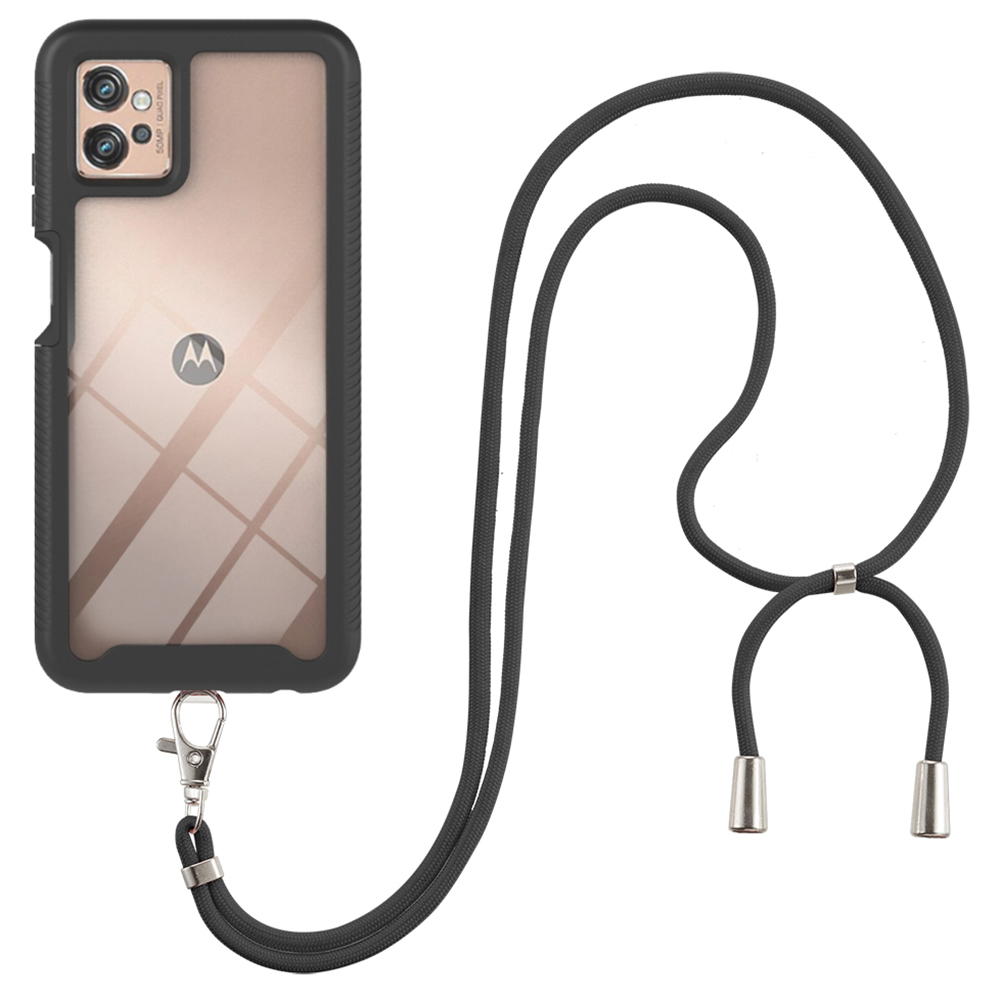 

YB Pc-serie-4 Für Motorola Moto G32 4G Abnehmbar 2-in-1 PC + Tpu-schutzabdeckung Drop-proof-telefonhülle Mit Lanyard - Schwarz, Motorola Moto G32 4G