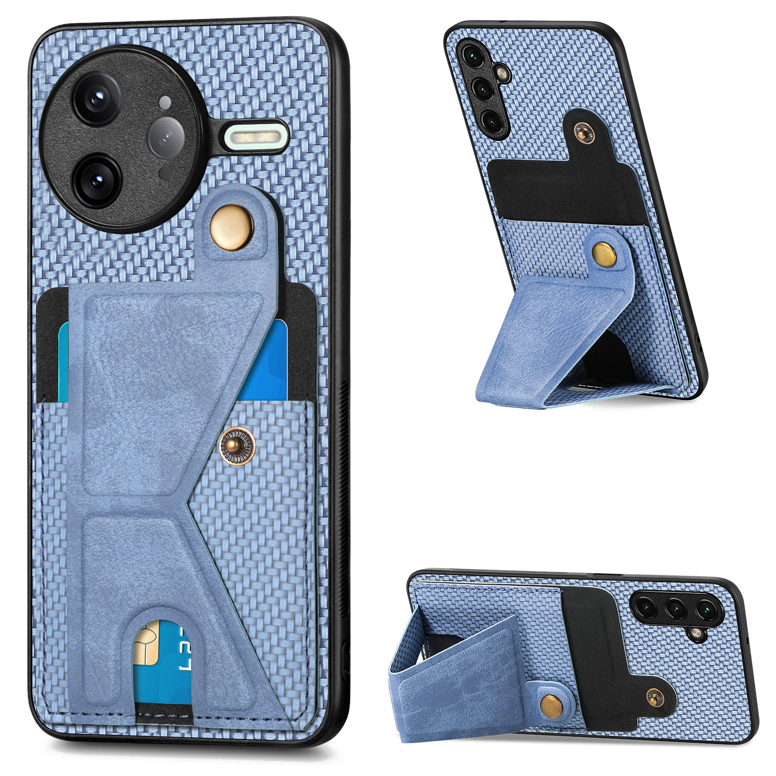 For Xiaomi Poco F7 Ultra 5G / Xiaomi Redmi K80 Pro 5G Case with K-Shaped Kickstand Leather Phone Back Cover - Blue