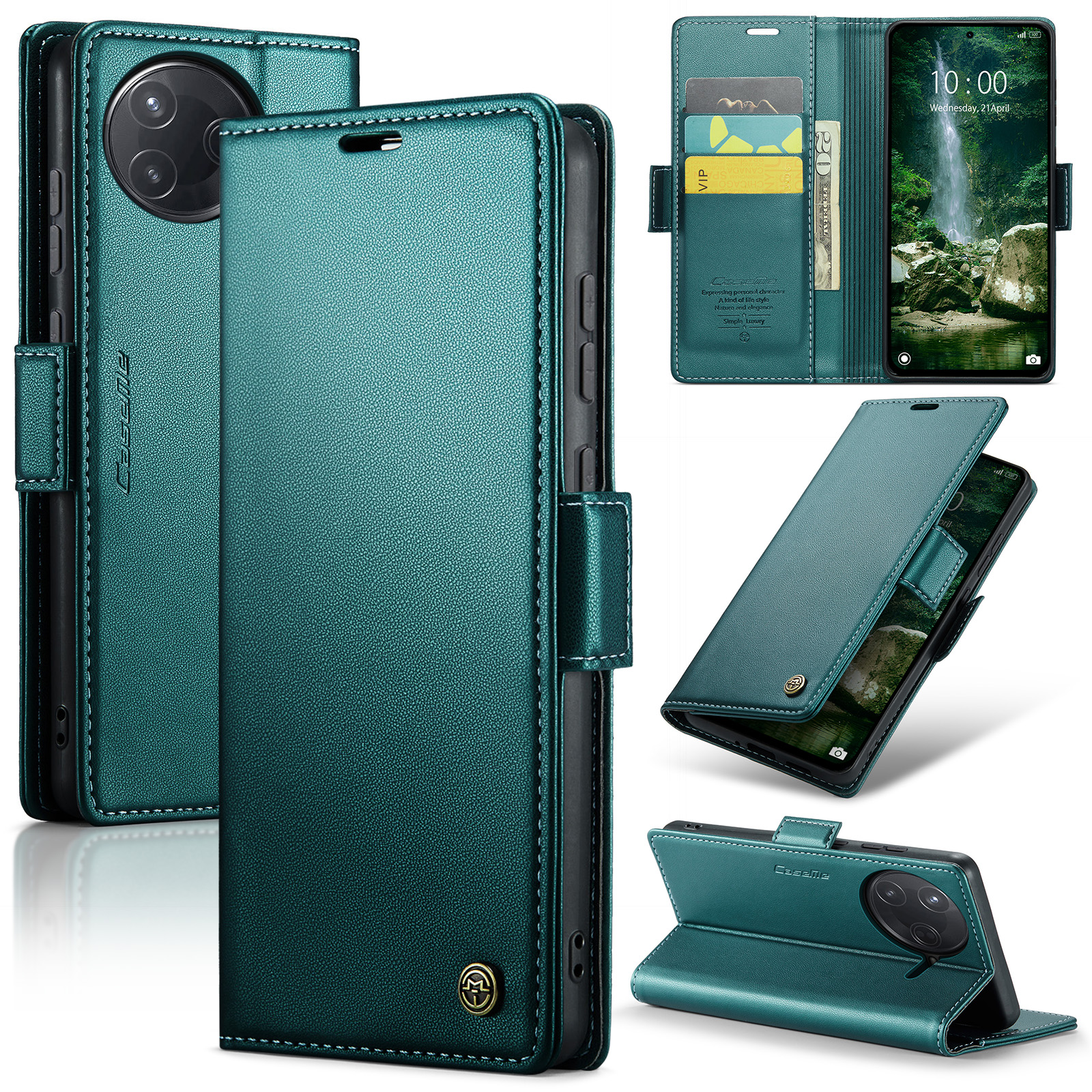 CASEME For Xiaomi Poco F7 Ultra 5G / Xiaomi Poco F7 Pro 5G Case  023 Series RFID Blocking Leather Wallet Stand Phone Cover - Green