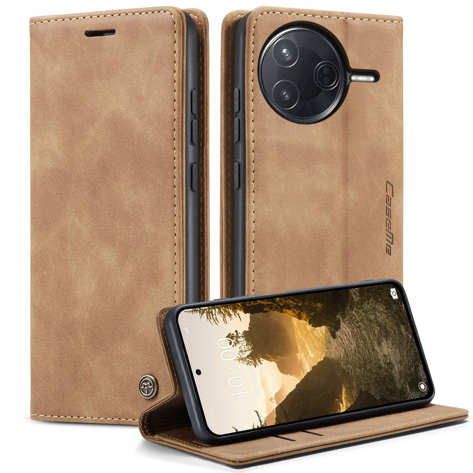 CASEME For Xiaomi Poco F7 Ultra 5G / Xiaomi Poco F7 Pro 5G Wallet Case  013 Series PU Leather Phone Cover Stand - Brown