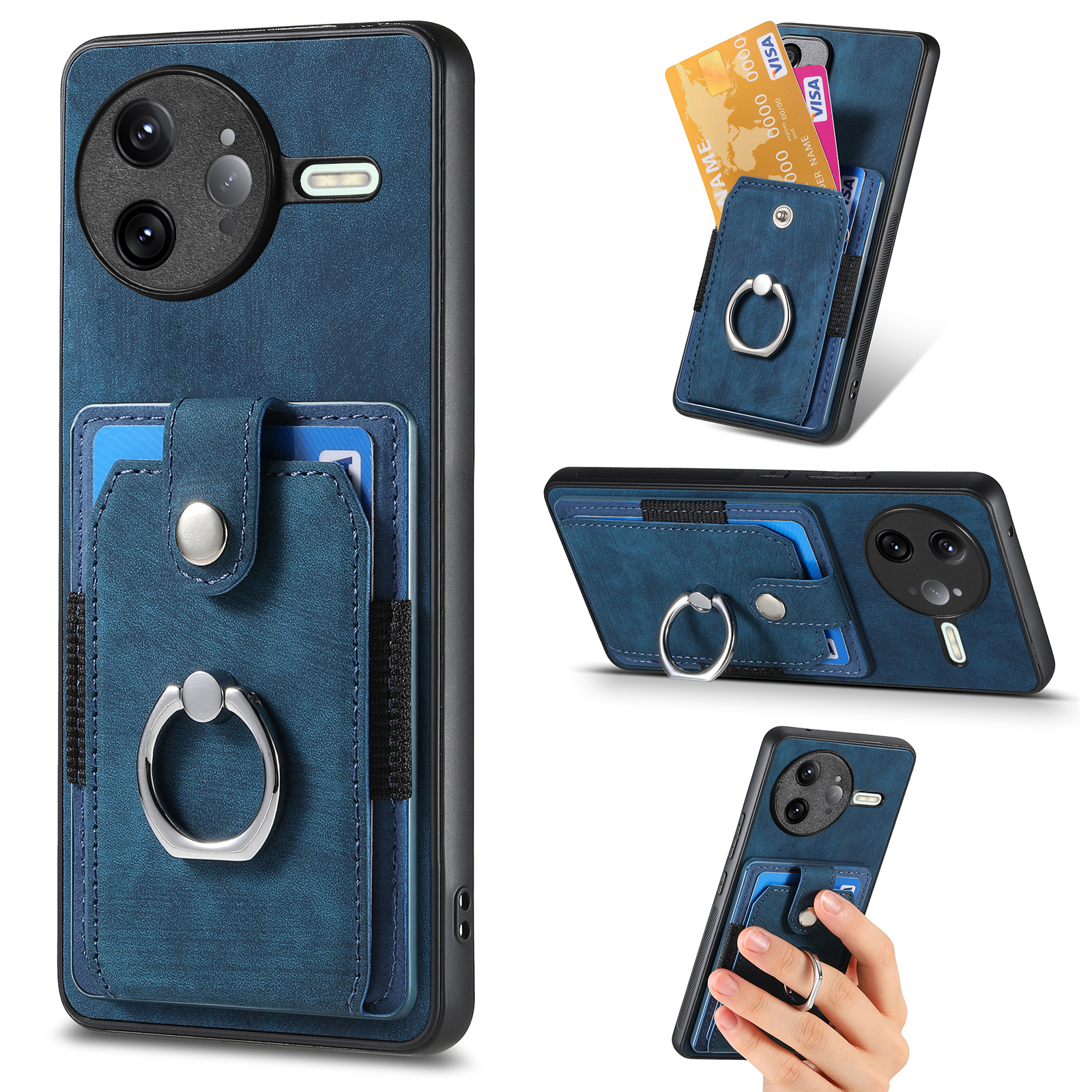 For Xiaomi Poco F7 Ultra 5G / Xiaomi Redmi K80 Pro 5G Phone Case Leather Back Cover with Card Slots Kickstand - Blue