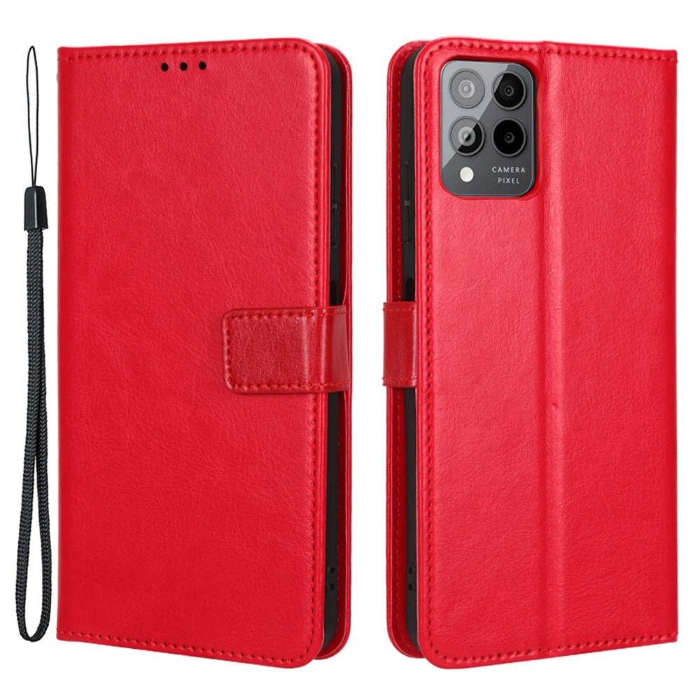 

Für T-Mobile Revvl 6 Pro 5g Crazy Horse Textur PU Leder Schocksicheres Abdeckungsabdeckungshülle Faltbar - Rot, T-Mobile Revvl 6 Pro 5G