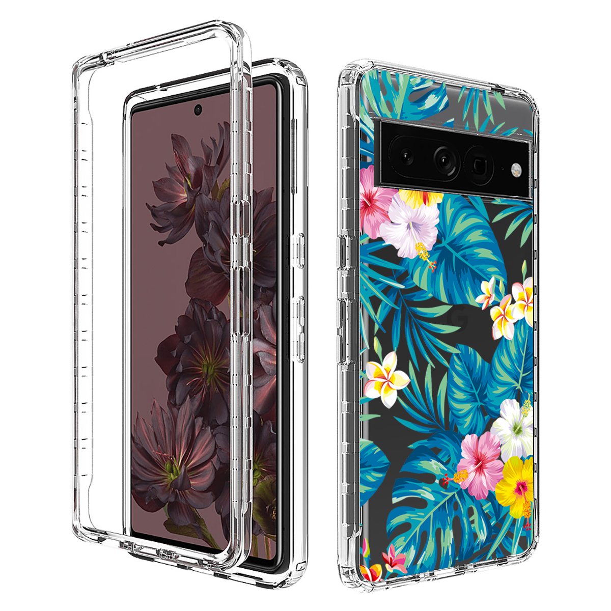 

Für Google Pixel 7 Pro 5G Stylish Muster Printing Clear Phone Anti-drop-hülle 2-in-1-pc-rahmen + Tpu-stoßdämpferabdeckung - Plantain -blatt, Google Pixel 7 Pro 5G