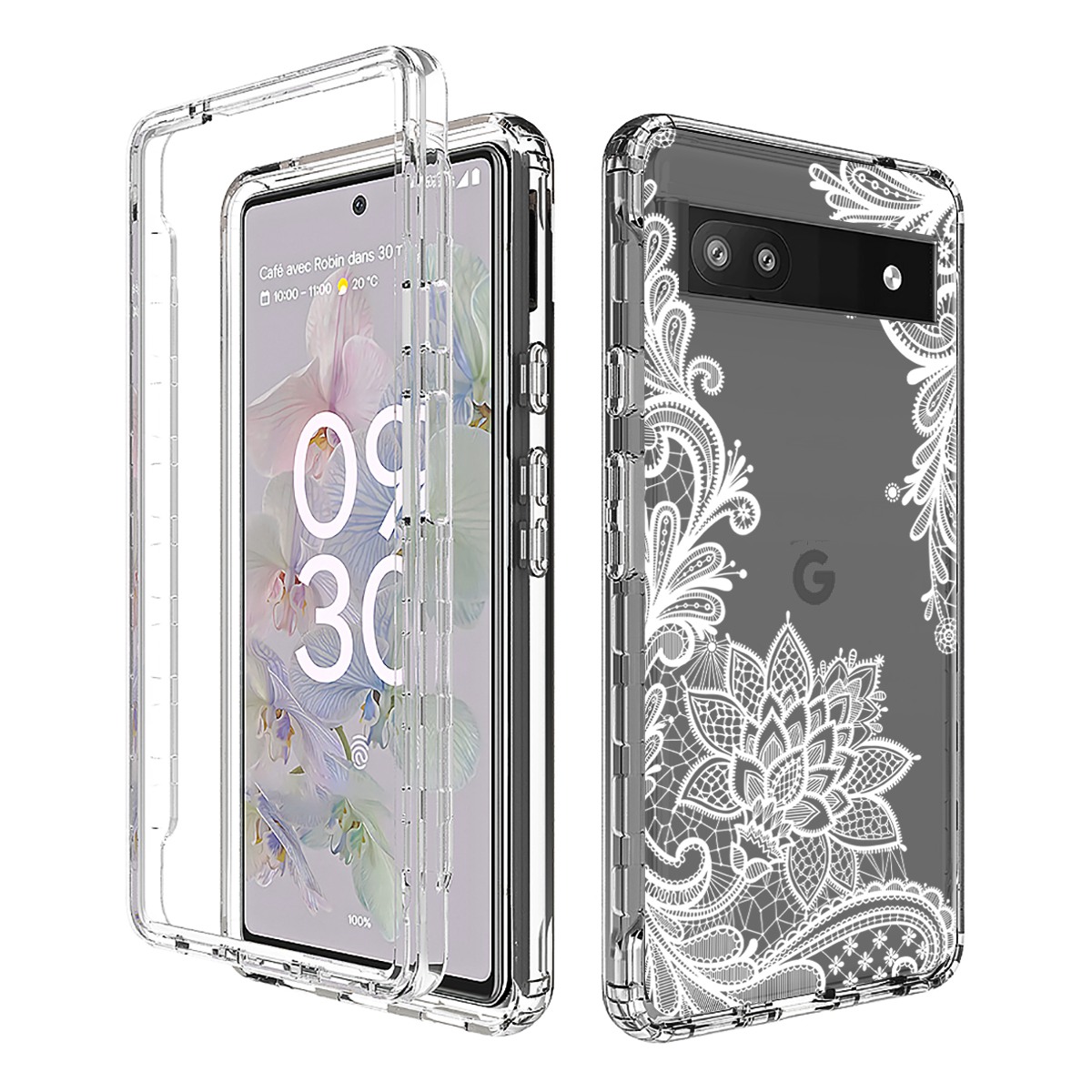 

Für Google Pixel 6a-musterdruckdruck Transparentes Telefonschutzfall 2-in-1 Pc-rahmen + Tpu-anti-kratzer-abdeckung - Mandala Blume, Google Pixel 6a