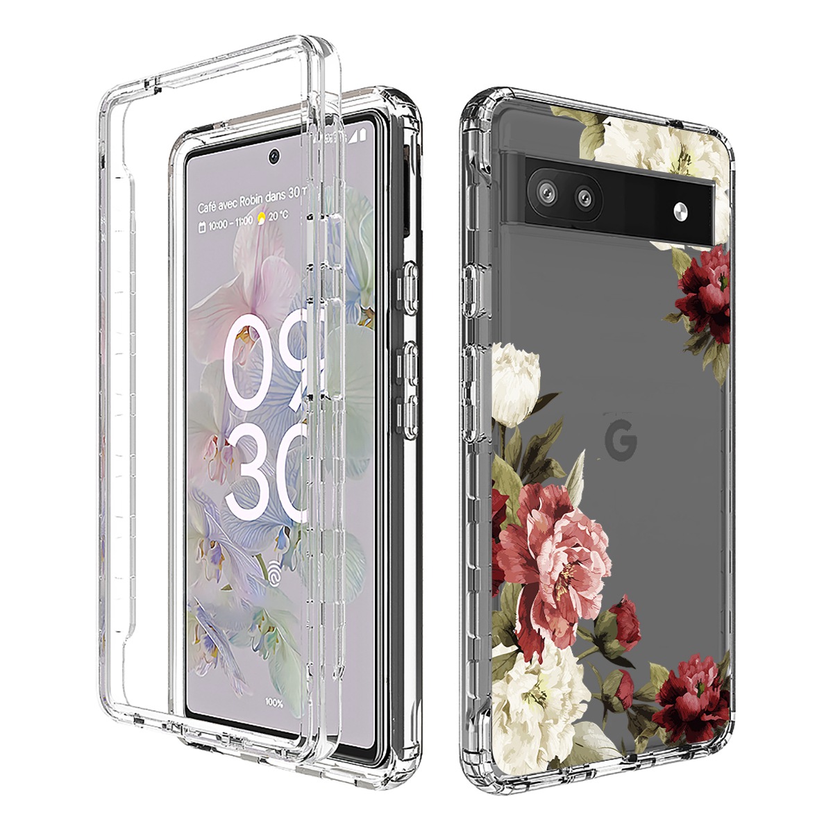 

Für Google Pixel 6a-musterdruckdruck Transparentes Telefonschutzfall 2-in-1 Pc-rahmen + Tpu-anti-kratzer-abdeckung - Trompetenblume, Google Pixel 6a
