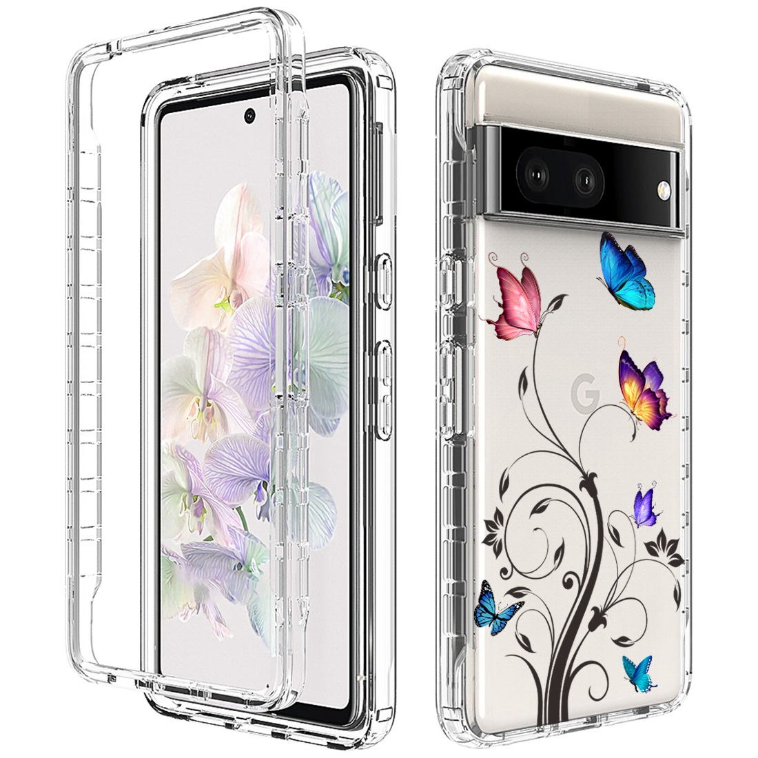 

Für Google Pixel 6a-musterdruckdruck Transparentes Telefonschutzfall 2-in-1 Pc-rahmen + Tpu-anti-kratzer-abdeckung - Baum Und Schmetterling, Google Pixel 6a