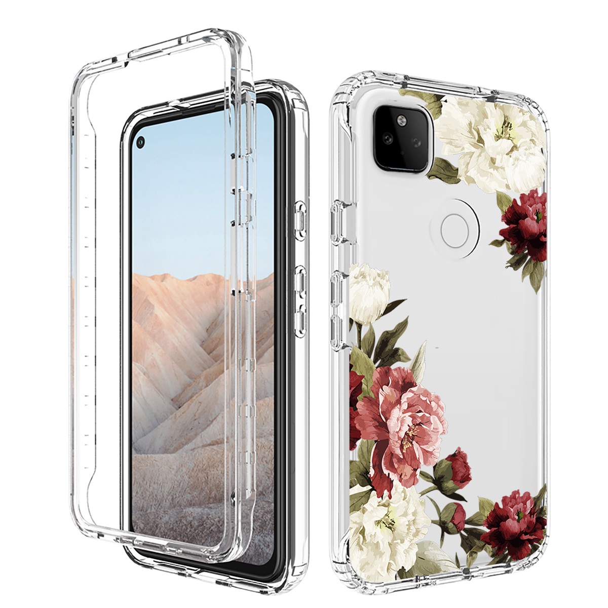 

Für Google Pixel 5a 5G Schockabsorbing Muster Druck Drucken Klarhybrid -pc + TPU -schutzabdeckung - Trompetenblume, Google Pixel 5a 5G