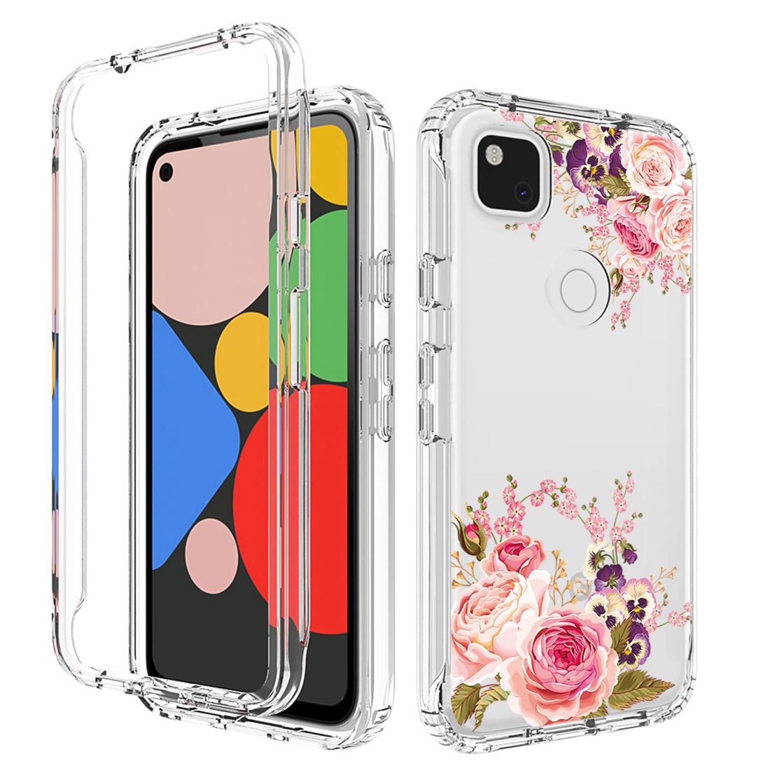 

Für Google Pixel 4a-musterdruckdrucken Klare Telefonhülle Anti-drop-hybrid-pc + Tpu-schutzabdeckung - Rose, Google Pixel 4a
