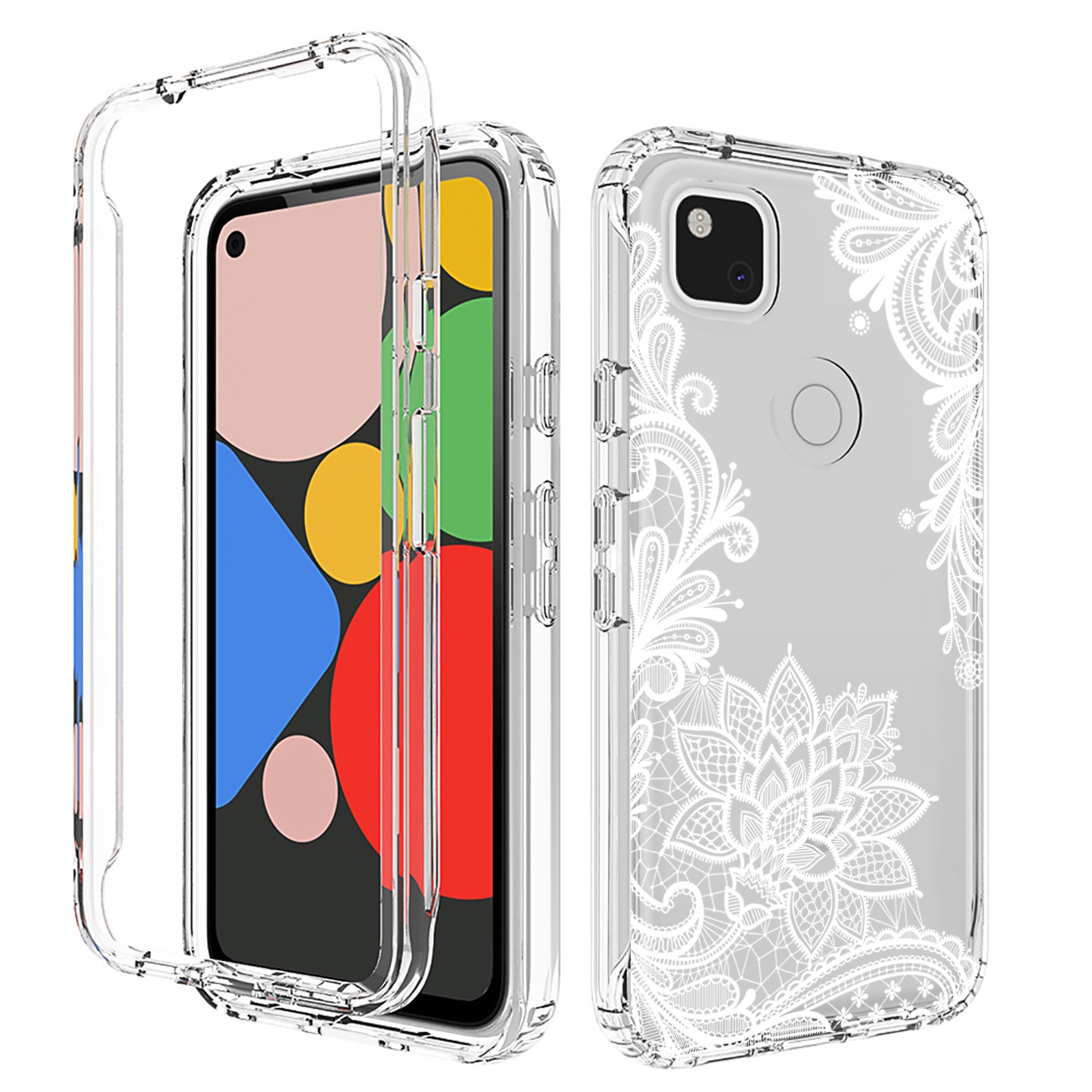 

Für Google Pixel 4a-musterdruckdrucken Klare Telefonhülle Anti-drop-hybrid-pc + Tpu-schutzabdeckung - Mandala Blume, Google Pixel 4a
