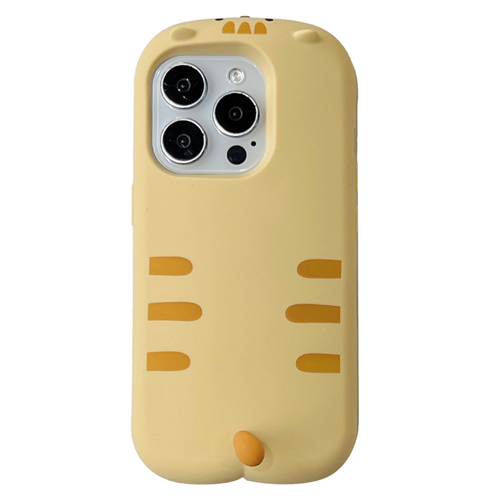 For iPhone 16 Pro Max Silicone Case Cute Sleeping Cat Design Shockproof Phone Back Cover