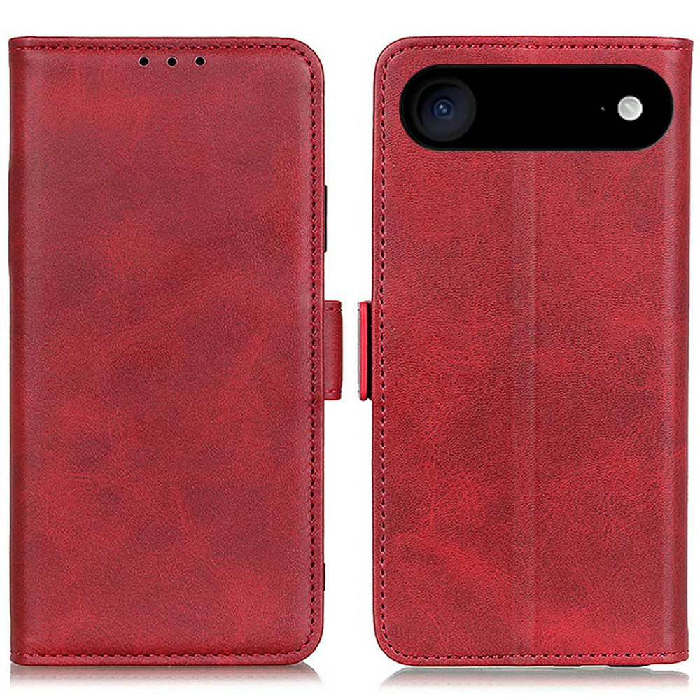 For iPhone Air Case Stand Cowhide Texture PU Leather Phone Cover - Red
