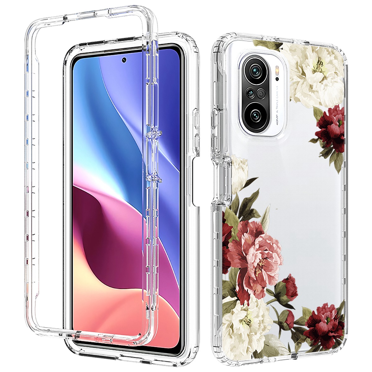 

Für Xiaomi Mi 11i / Poco F3 / Redmi K40 / Redmi K40 Pro-musterdruckdrucken Klarer Telefonhülle 2-in-1 PC Frame + Tpu-schutzabdeckung - Trompetenblume, Xiaomi Redmi K40