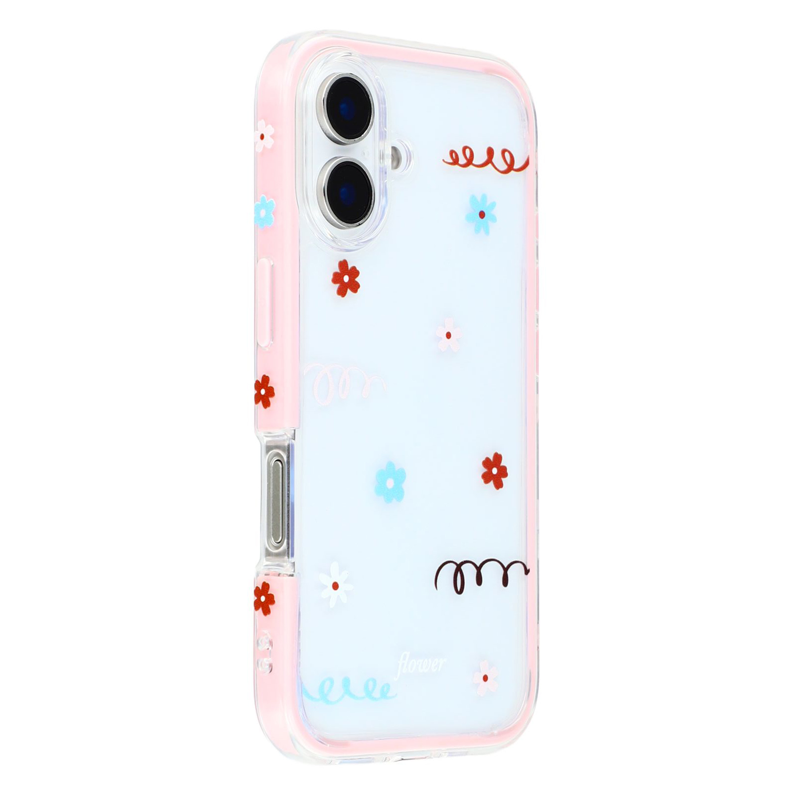 For iPhone 16 Plus Case Sunflower Series TPU + Acrylic Clear Phone Back Cover - Pink