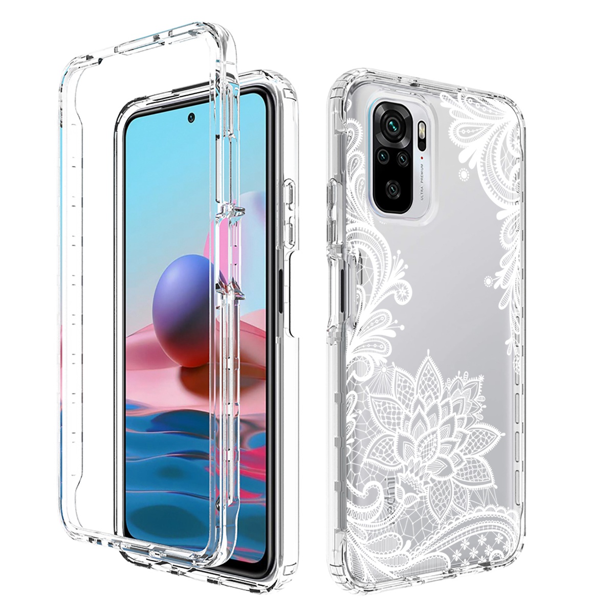 

Für Xiaomi Poco M5s 4G / Redmi Note 10 4g / Hinweis 10S 4G Pc-rahmen + Tpu-abdeckung 2-in-1 Transparentes Musterdruck-telefonschutzgehäuse - Mandala Blume, Xiaomi Redmi Note 10 4G