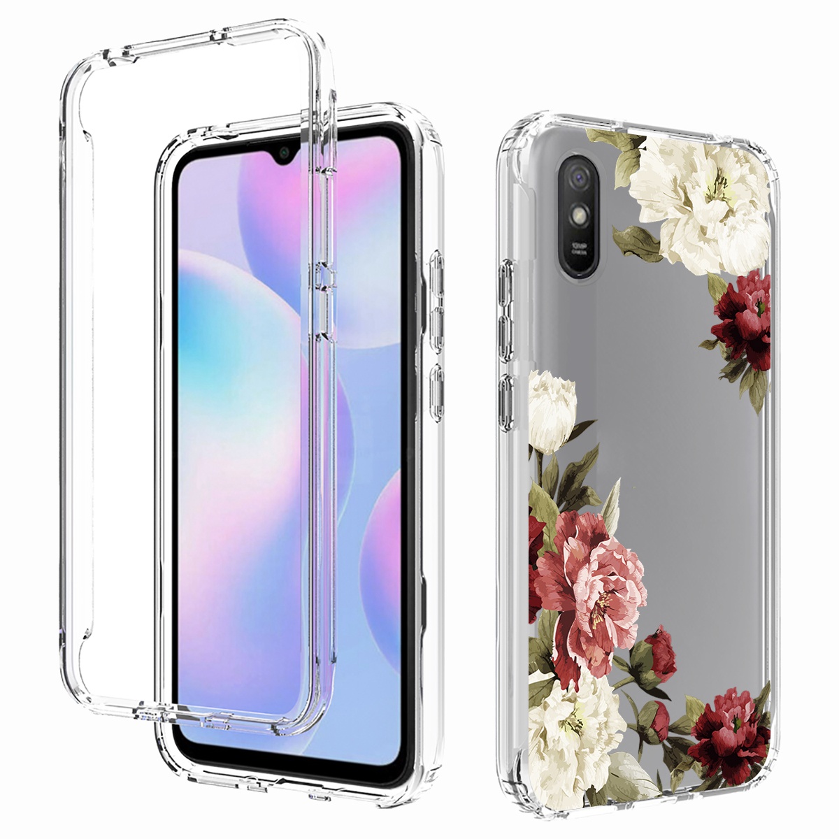 

Für Xiaomi Redmi 9A Transparentes Muster Druckphase Pc-rahmen + Tpu-abdeckung 2-in-1 Kratzfestes Rückzugabdeckung - Trompetenblume, Xiaomi Redmi 9A