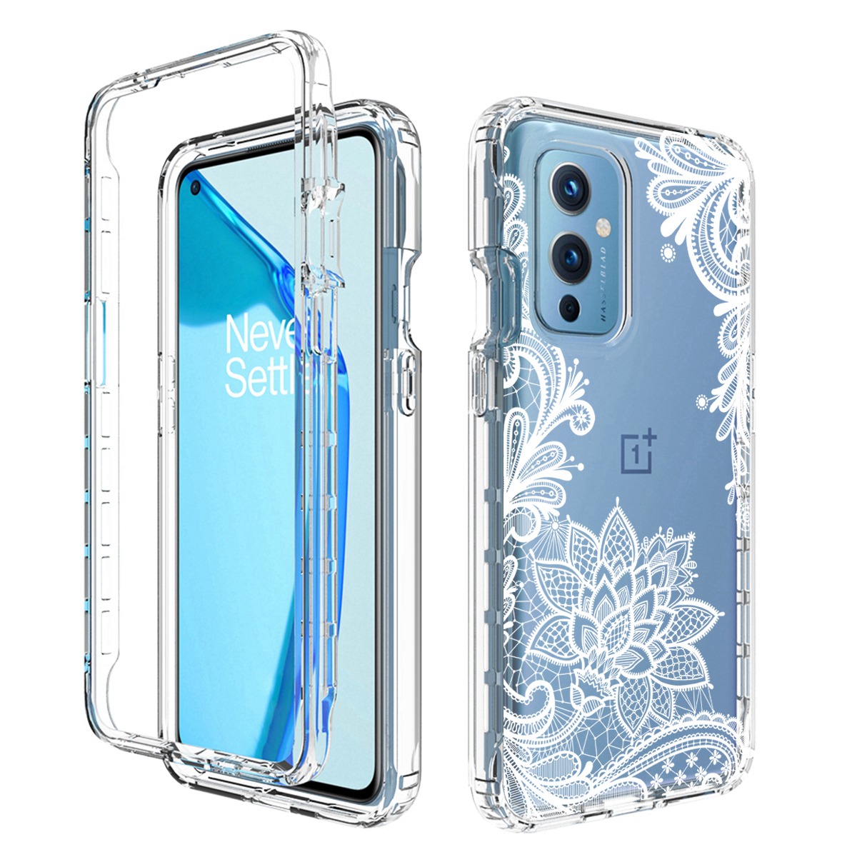 

Hartes PC Frame Soft TPU -telefonabdeckung Für OnePlus 9 (EU / Us-version), Wear-resistente Transparente Musterdruckphase - Mandala Blume, OnePlus 9 (EU / US Version)