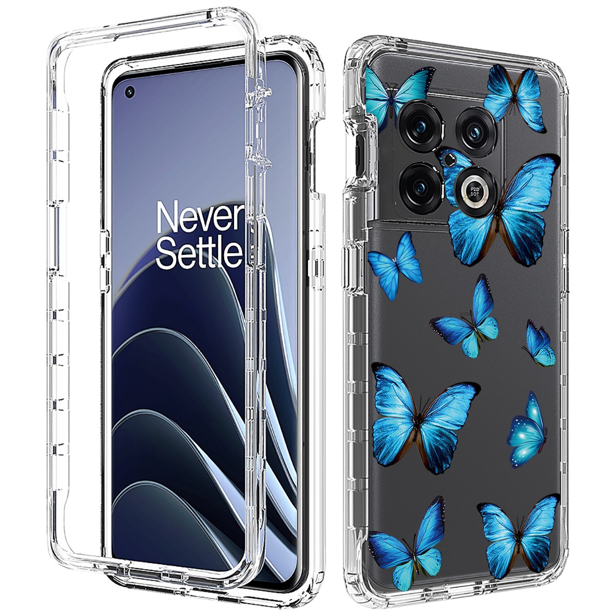 

Schutzhülle Für OnePlus 10 Pro 5G PC Frame + Tpu-abdeckung 2-in-1 Stylish Muster Drucken Klares Anti-wear-telefon Zurück-abdeckung - Blauer Schmetterling, OnePlus 10 Pro 5G