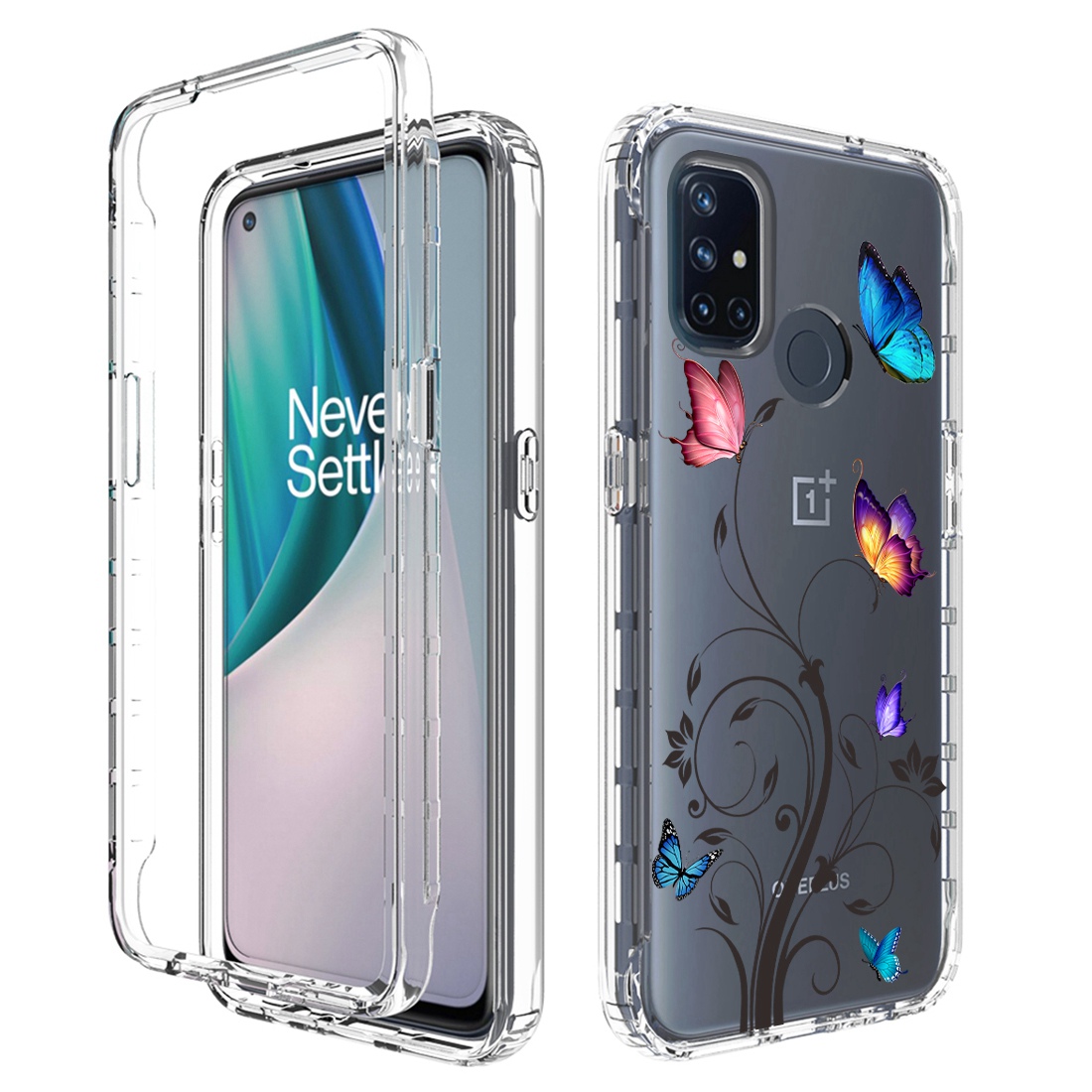 

Für OnePlus Nord N10 5G PC Frame + Tpu-deckung 2-in-1-musterdruckklares Telefongehäuse - Baum Und Schmetterling, OnePlus Nord N10 5G