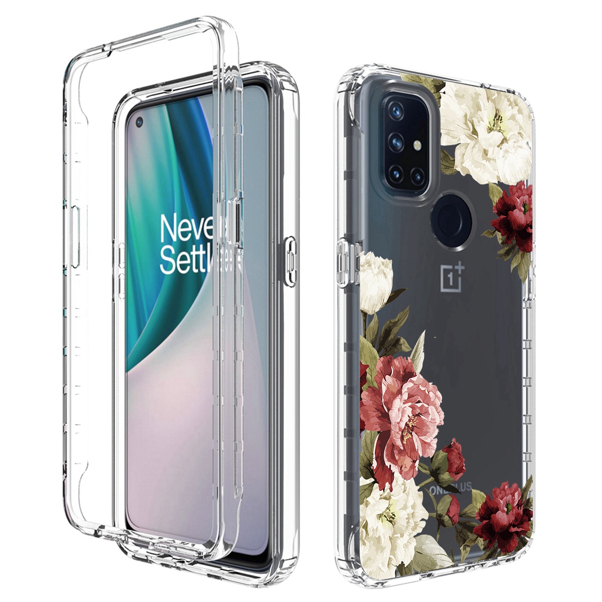 

Für OnePlus Nord N10 5G PC Frame + Tpu-deckung 2-in-1-musterdruckklares Telefongehäuse - Trompetenblume, OnePlus Nord N10 5G