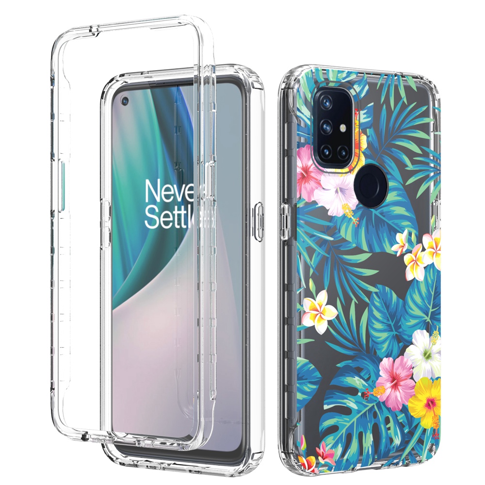 

Für OnePlus Nord N10 5G PC Frame + Tpu-deckung 2-in-1-musterdruckklares Telefongehäuse - Plantain -blatt, OnePlus Nord N10 5G